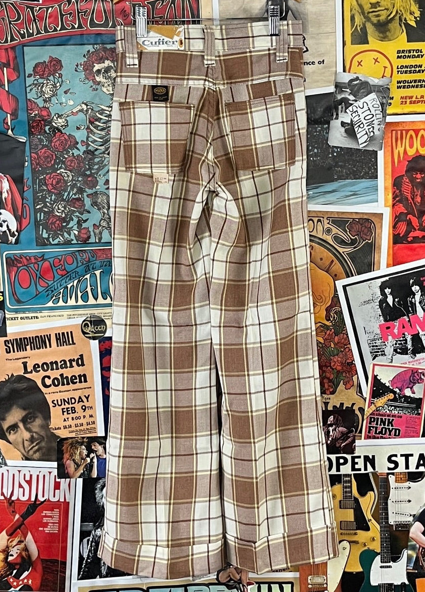 Vintage boys 70s plaid groovy trouser pants age 9.