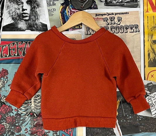 Vintage 70s toddler rust orange blank pullover sweatshirt 12-18 months.