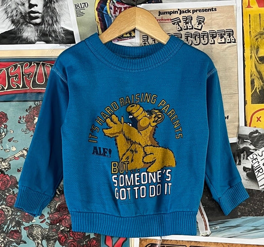 Retro vintage kids 80s Alf alien television tv show graphic funny pullover sweatshirt top in size 2T.