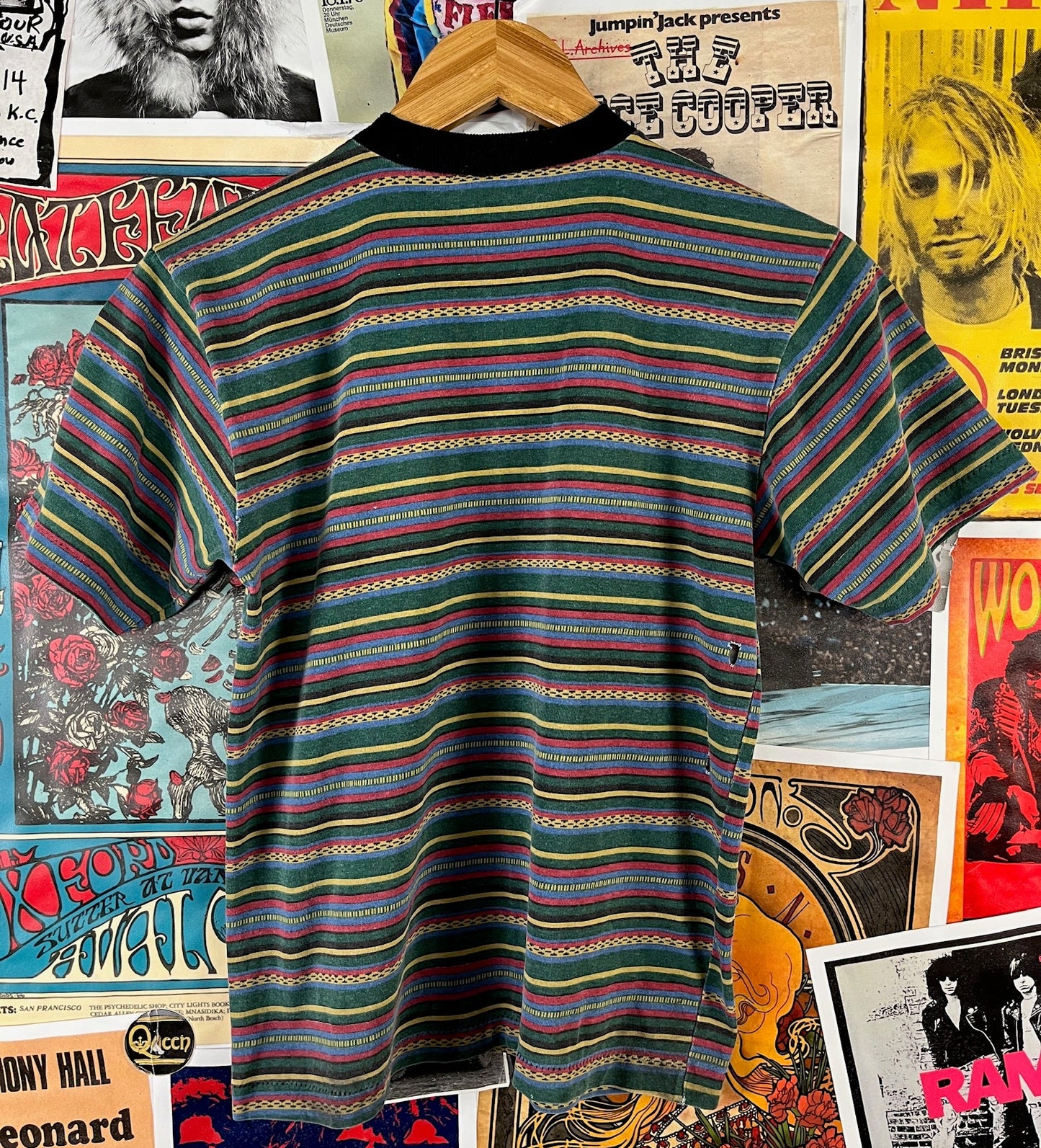 Vintage Kids 90s Seattle Sonics Basketball NBA Striped Ringer T-Shirt Size 16 Ages 11-12