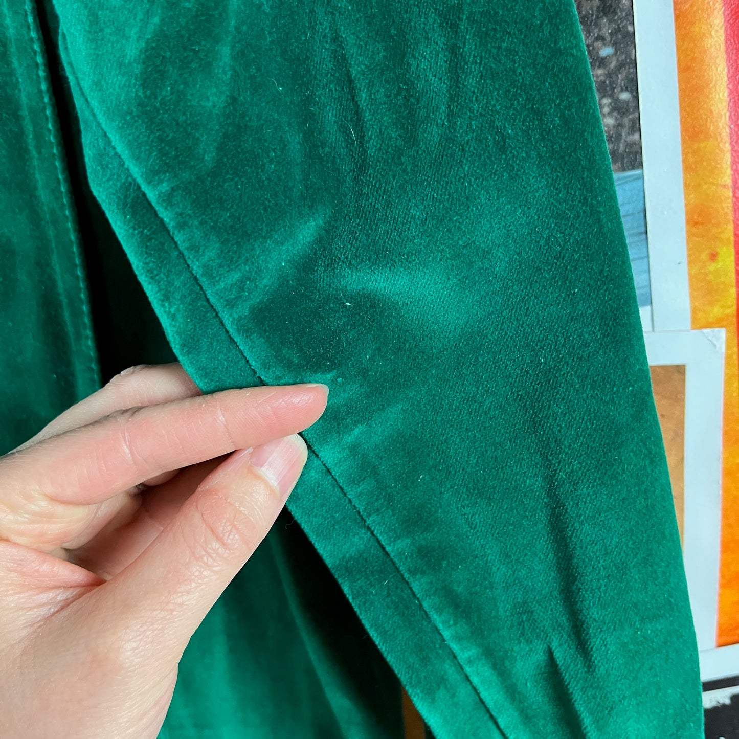 Vintage Men's Groovy 60s-70s Emerald Green Velvet Jack Winter Disco Shacket Shirt Jacket