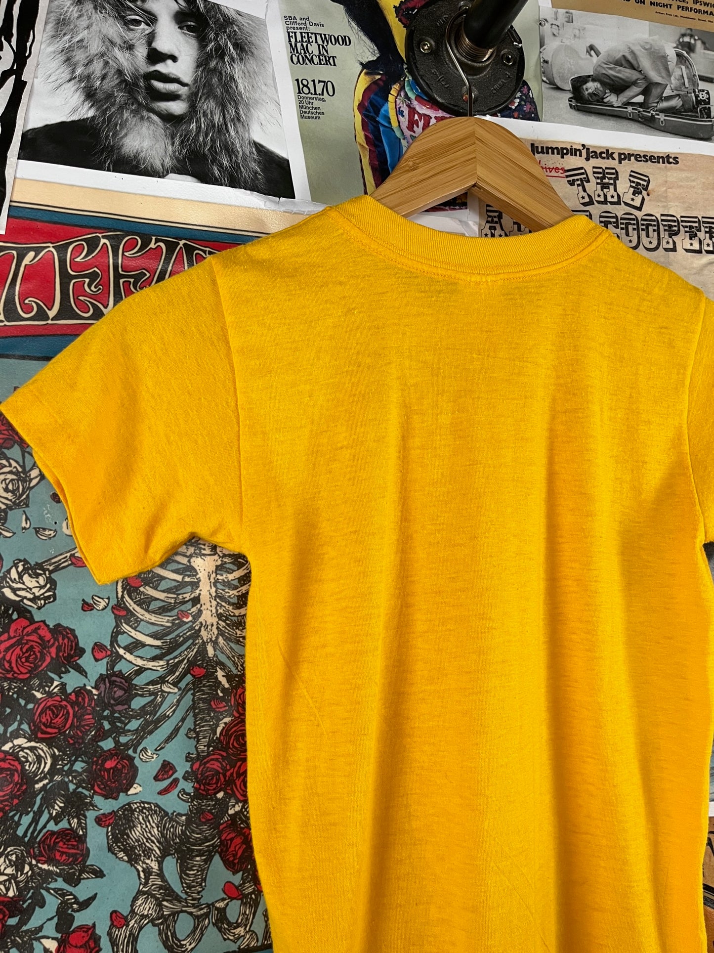 Vintage Kids 70s Retro Yellow Love Me Tender Elvis Iron On Graphic Harbor Town T-Shirt