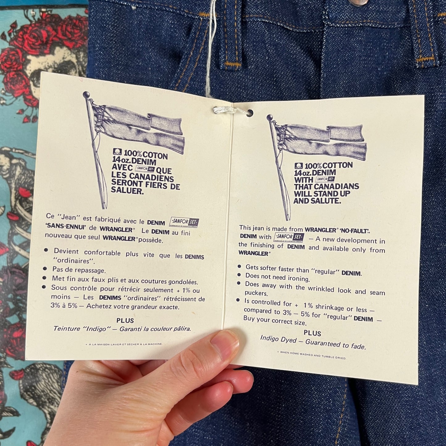 Vintage Kids 70s-80s Blue Wrangler No Fault Denim Flares Jeans Size 8 Ages 7-8