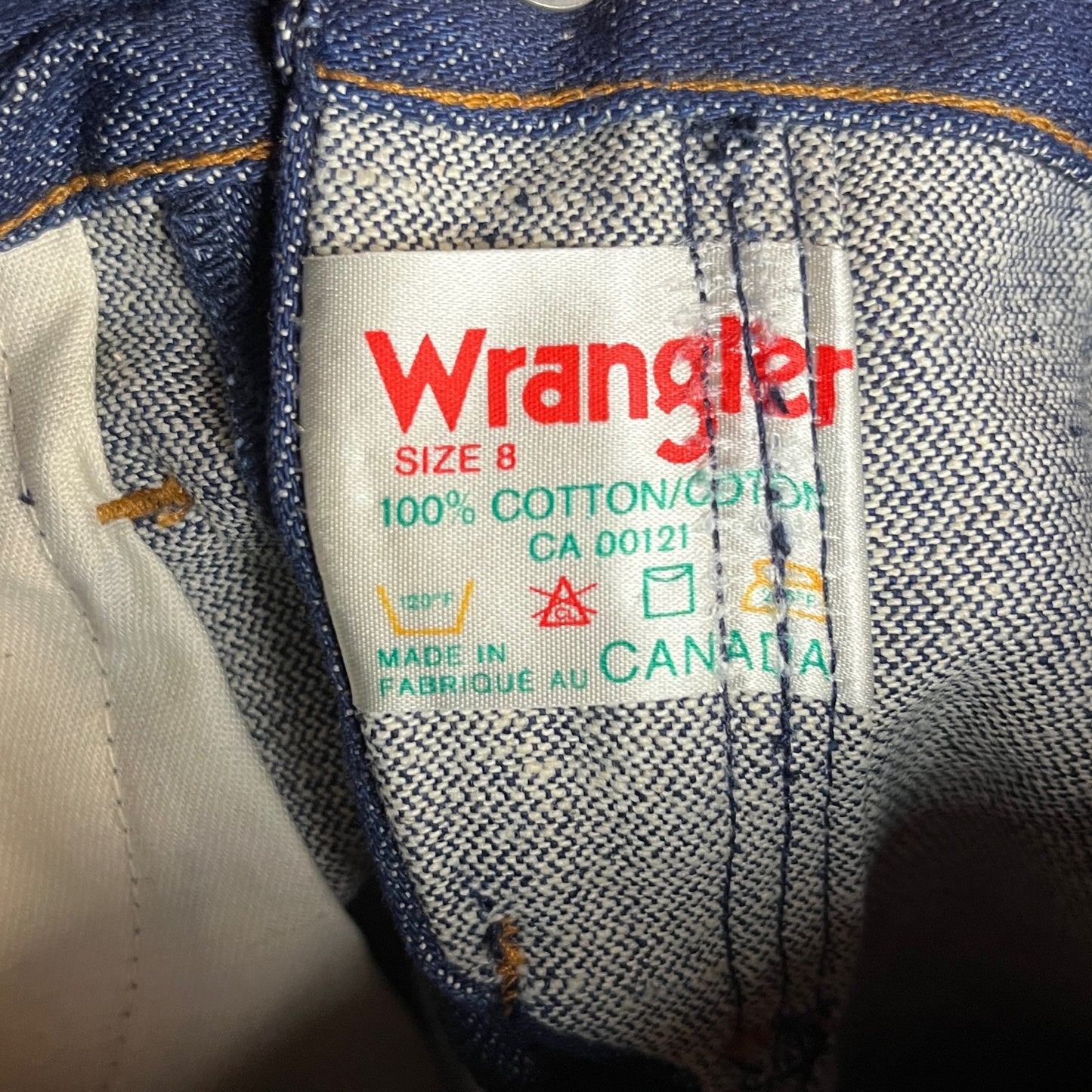 Vintage Kids 70s-80s Blue Wrangler No Fault Denim Flares Jeans Size 8 Ages 7-8