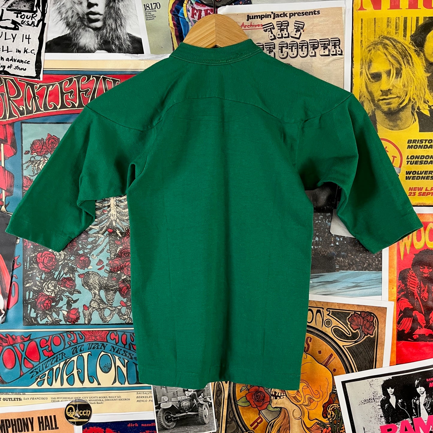 Vintage 80s Kids Green Peanuts Snoopy Champion Raglan Football Jersey Graphic T-Shirt Ages 5-6