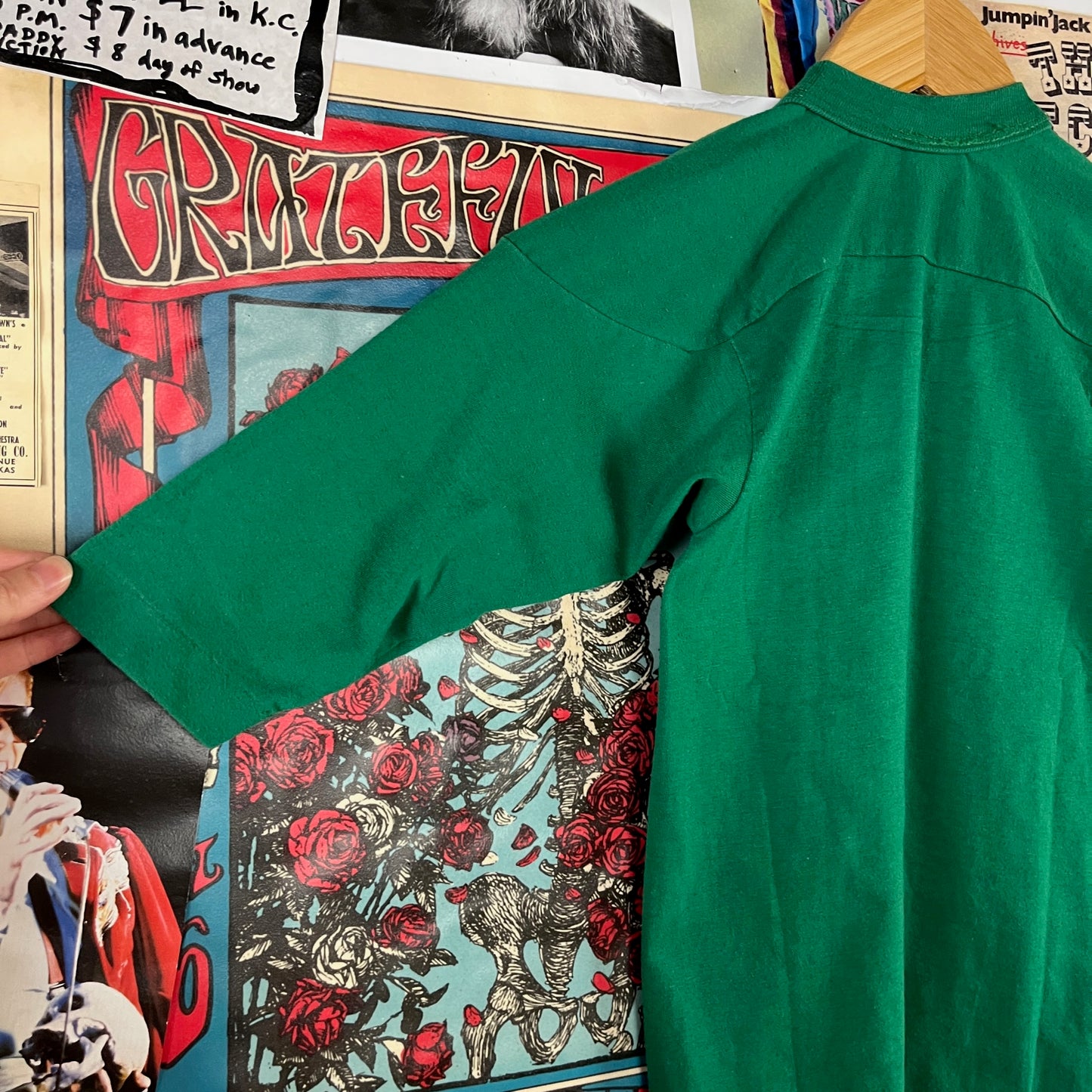 Vintage 80s Kids Green Peanuts Snoopy Champion Raglan Football Jersey Graphic T-Shirt Ages 5-6