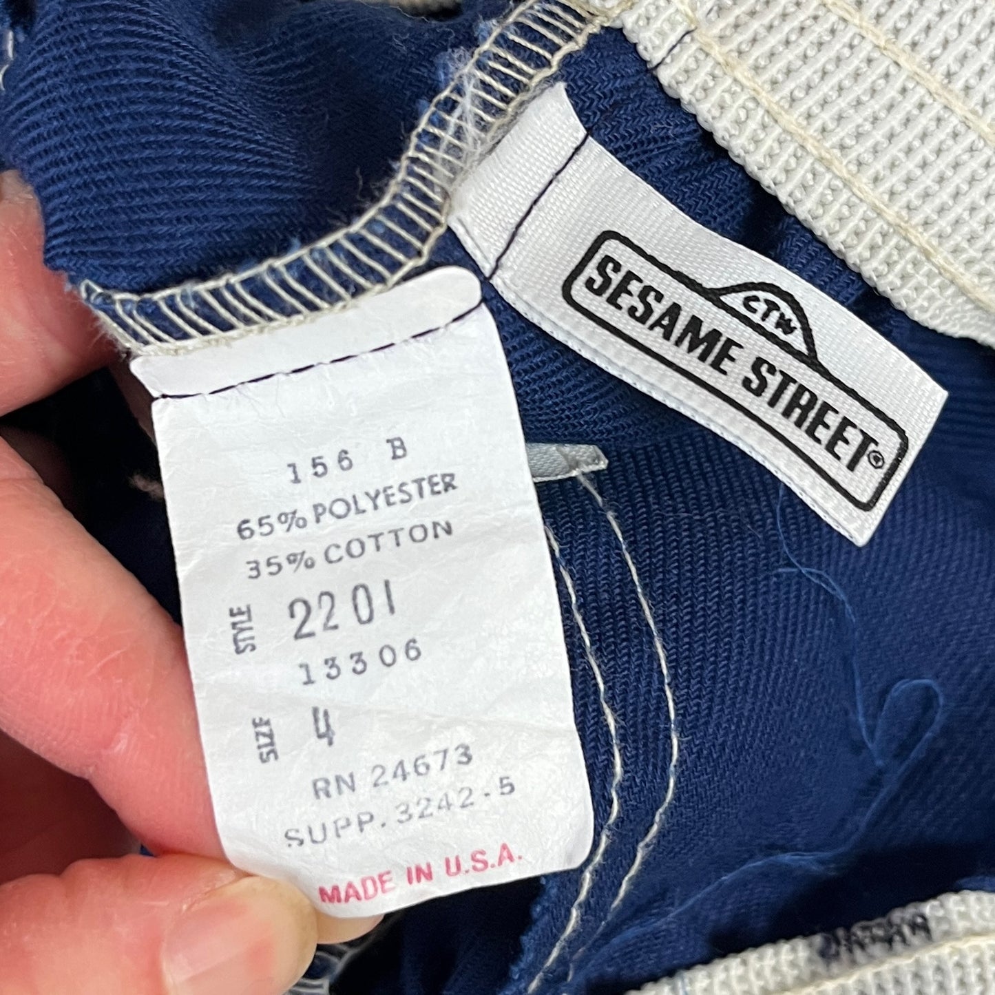 Vintage Toddler Kids 70s-80s Blue Muppets Sesame Street Big Bird Pants Ages 3-4