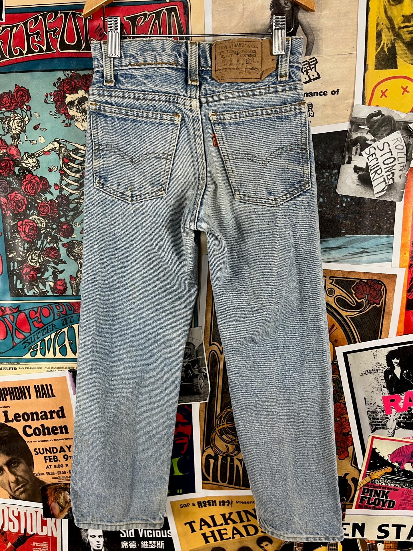 Vintage Kids 80s-90s Orange Tab Levi's Embroidered Betty Boop Denim Jeans 8 Slim