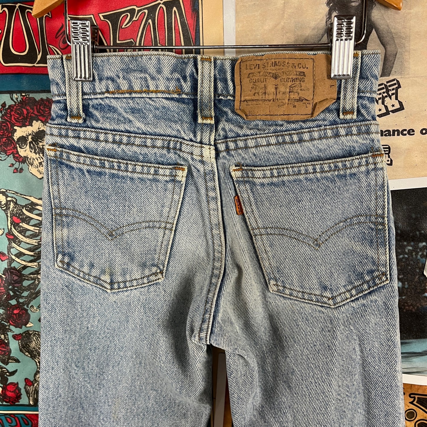 Vintage Kids 80s-90s Orange Tab Levi's Embroidered Betty Boop Denim Jeans 8 Slim
