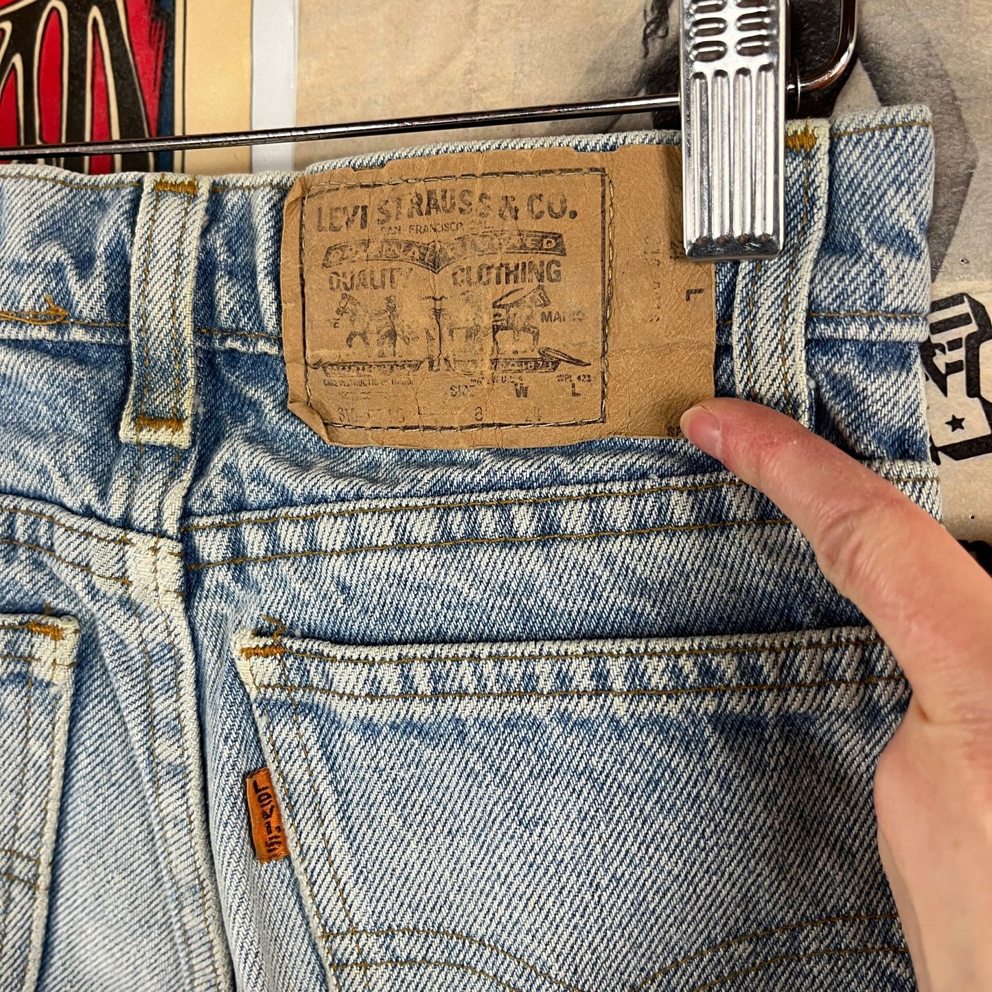 Vintage Kids 80s-90s Orange Tab Levi's Embroidered Betty Boop Denim Jeans 8 Slim