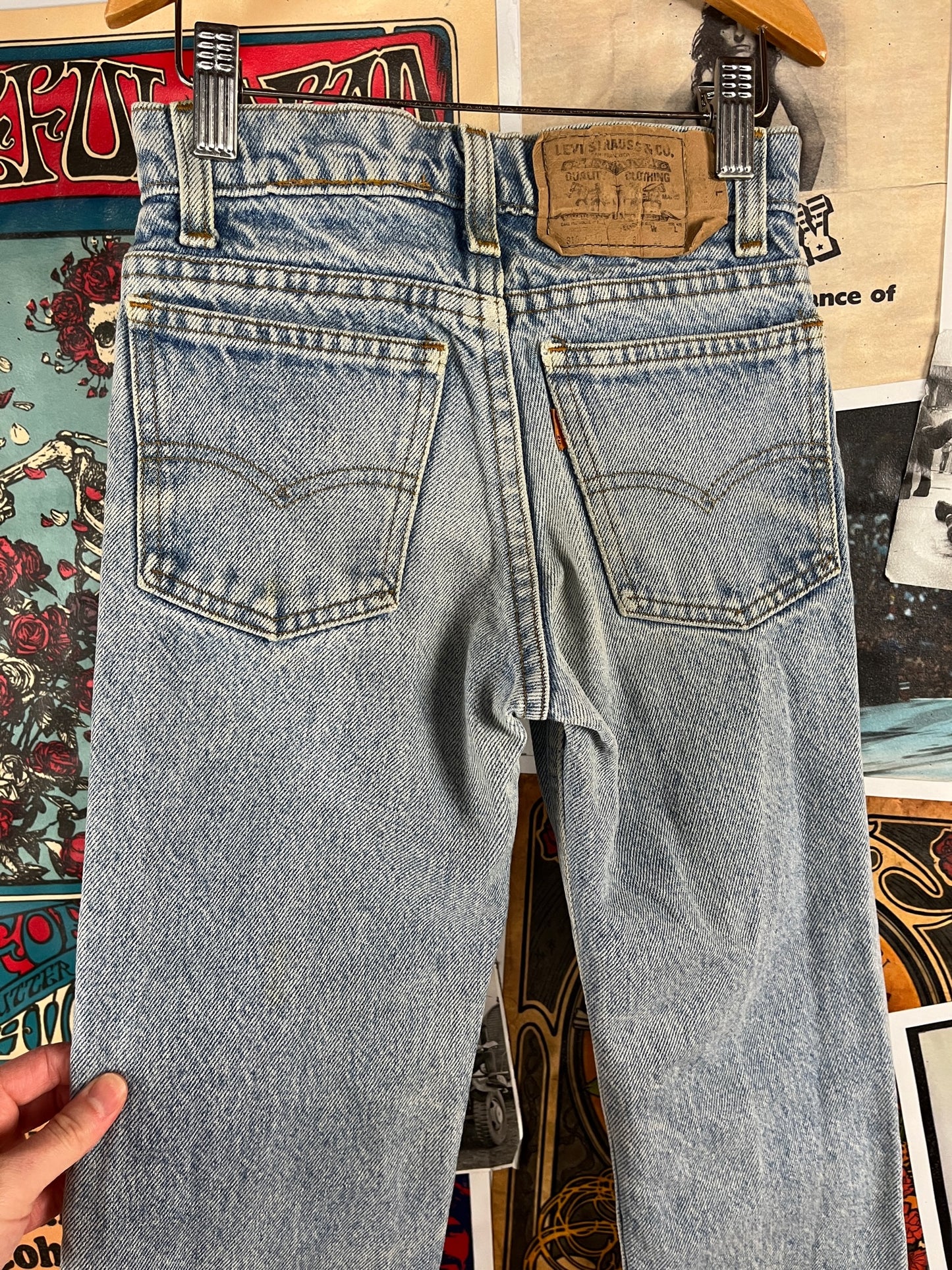 Vintage Kids 80s-90s Orange Tab Levi's Embroidered Betty Boop Denim Jeans 8 Slim