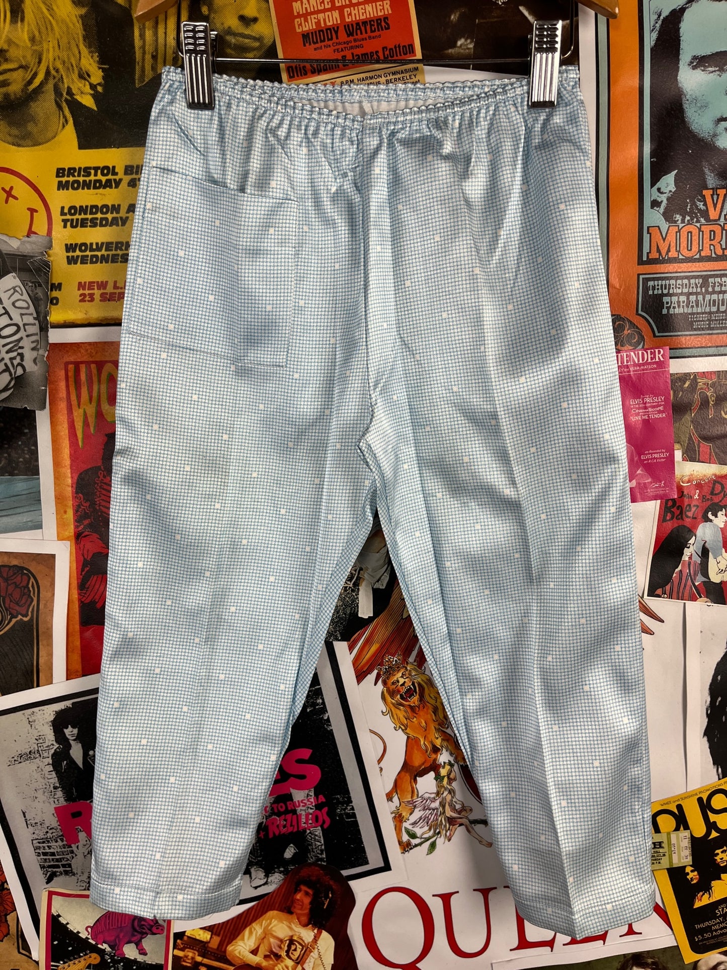 Vintage Girls Kids 70s-80s Light Blue Lingelor Ruffle Pajamas Set Ages 4-5