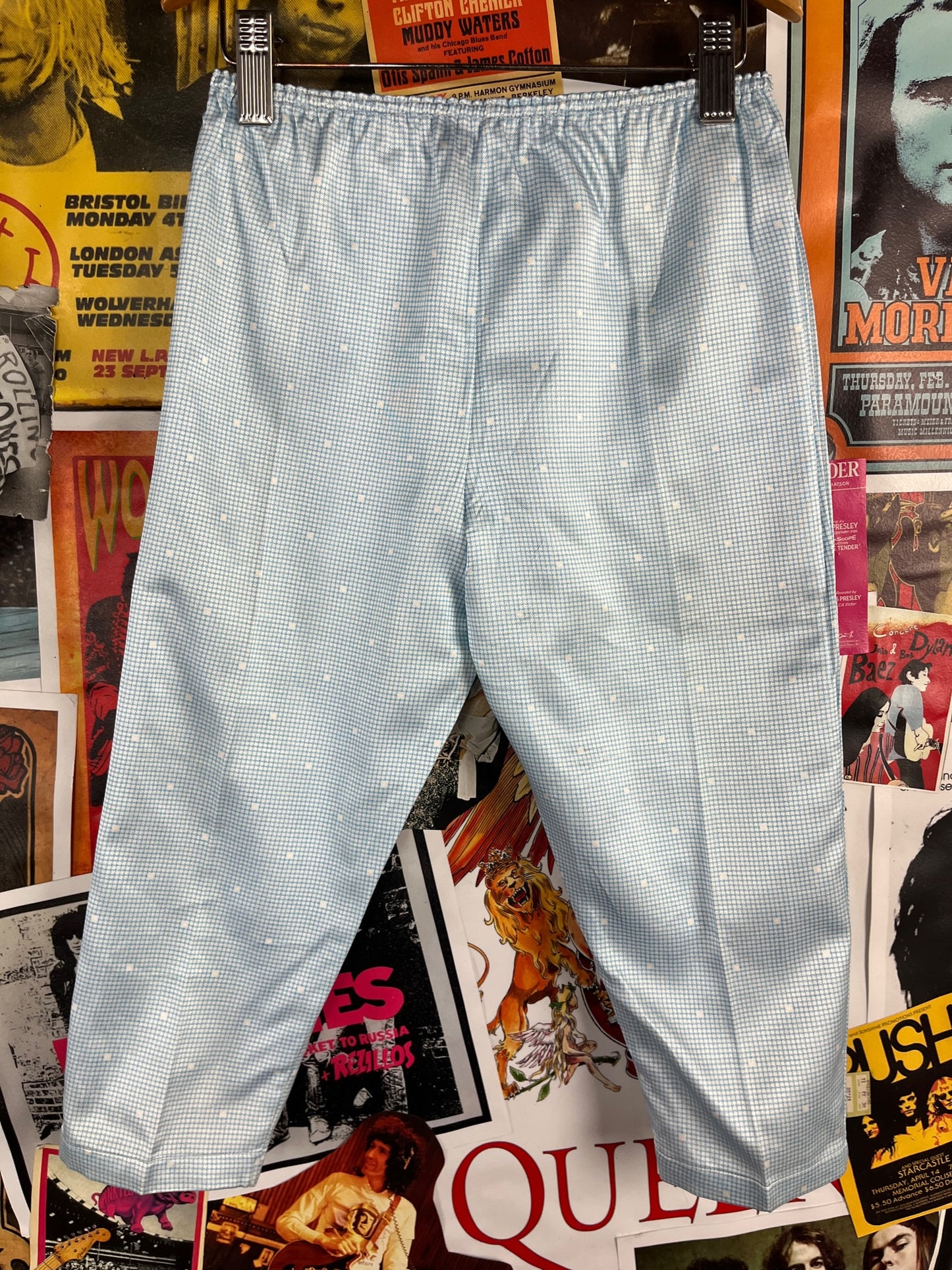 Vintage Girls Kids 70s-80s Light Blue Lingelor Ruffle Pajamas Set Ages 4-5