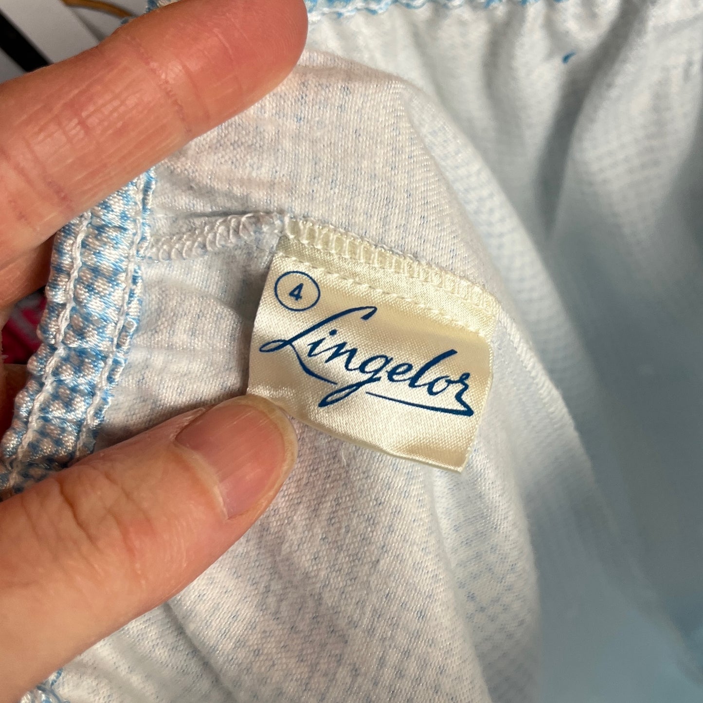 Vintage Girls Kids 70s-80s Light Blue Lingelor Ruffle Pajamas Set Ages 4-5