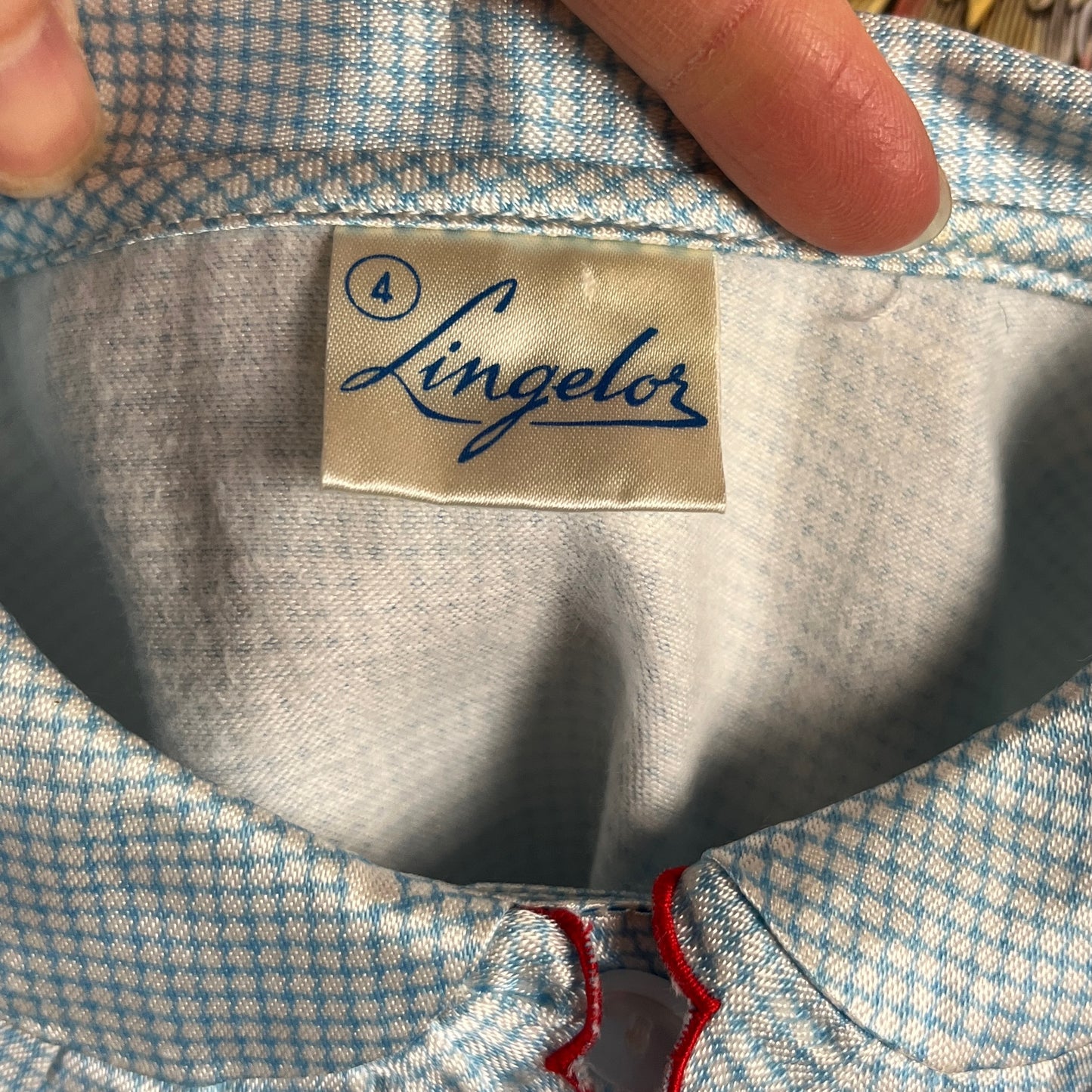 Vintage Girls Kids 70s-80s Light Blue Lingelor Ruffle Pajamas Set Ages 4-5