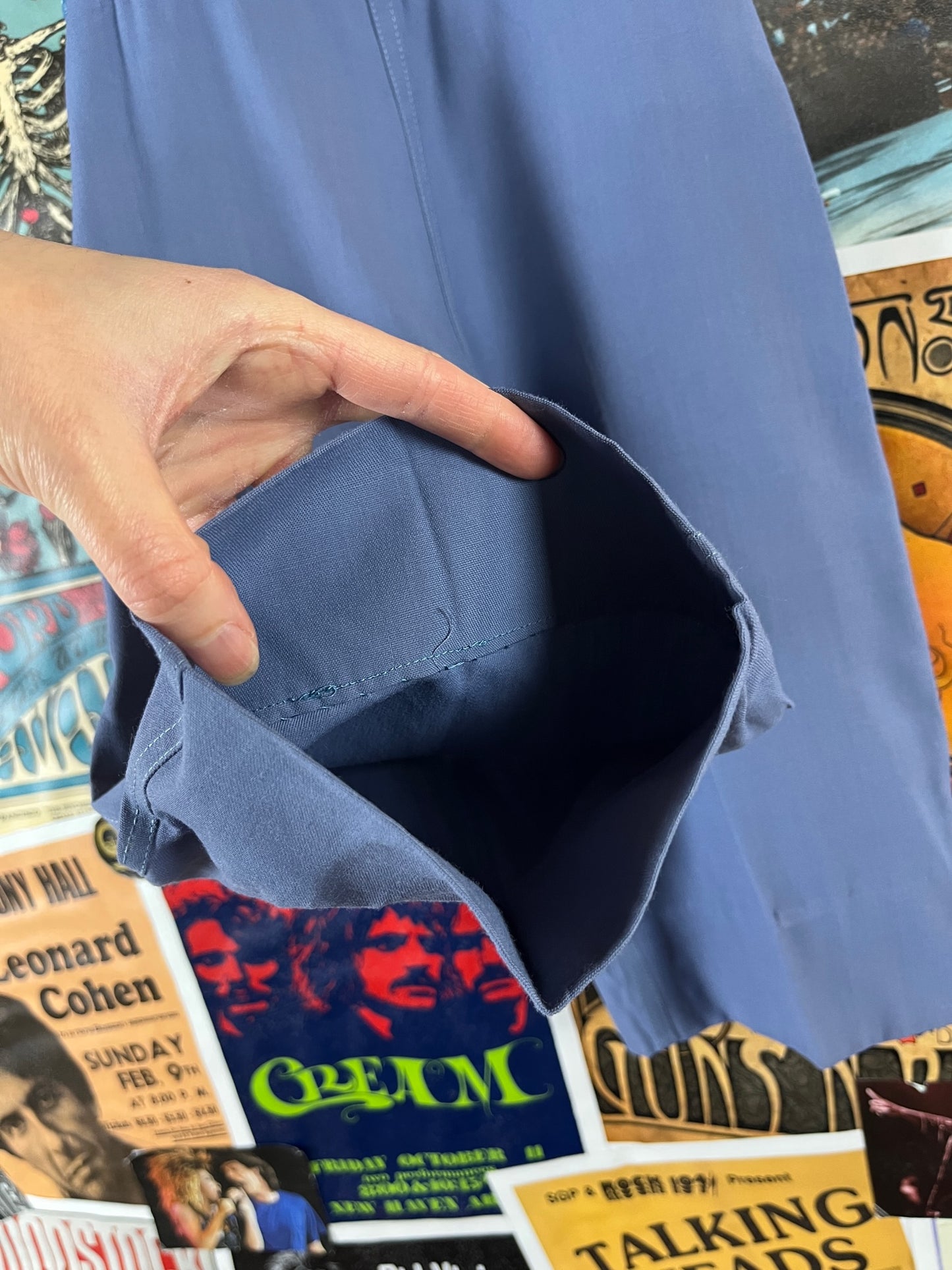 Vintage Toddler 50s-60s Periwinkle Blue Wide Leg Rayon Cat Eye Button Overall Jumpsuit 2T