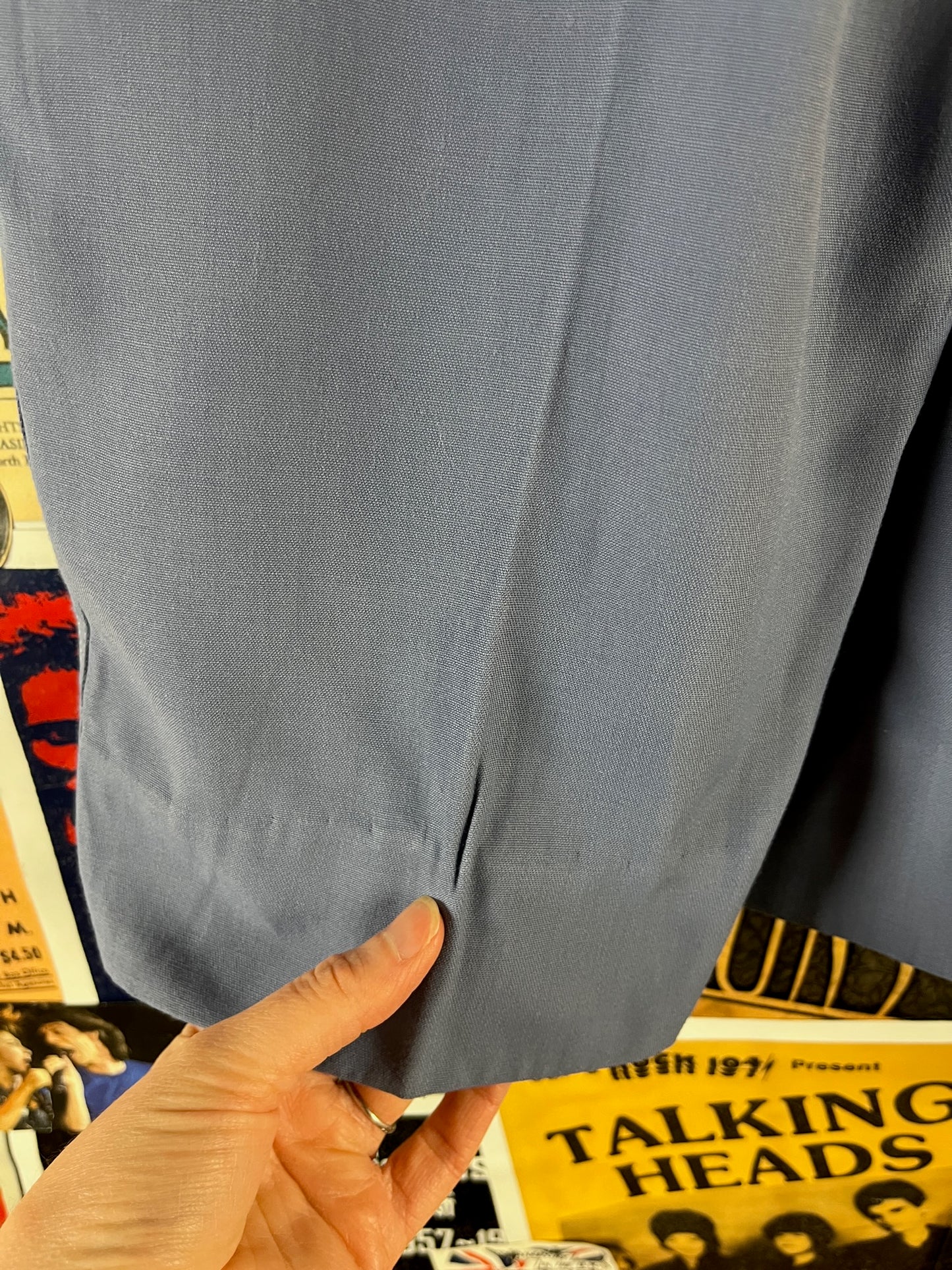 Vintage Toddler 50s-60s Periwinkle Blue Wide Leg Rayon Cat Eye Button Overall Jumpsuit 2T