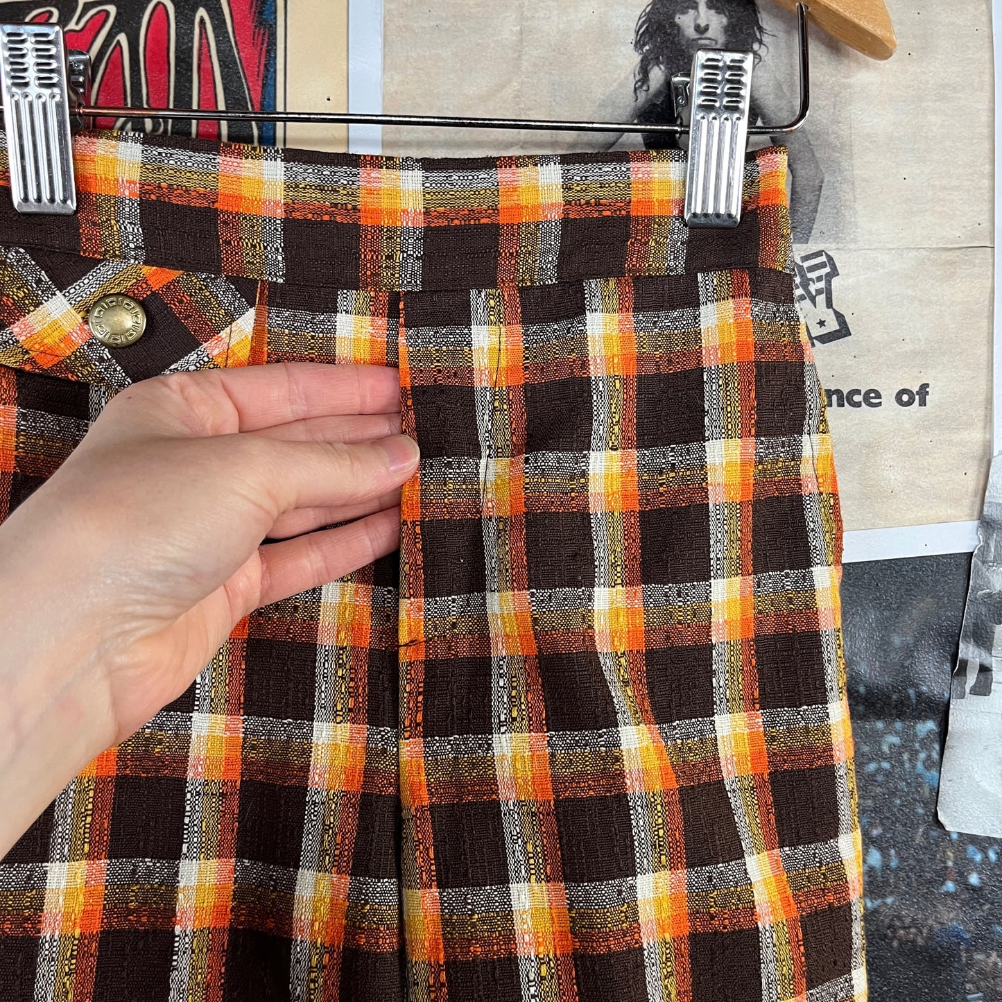 Vintage Toddler Kids 60s-70s Brown Orange Plaid Health-tex Trouser Pants 2T