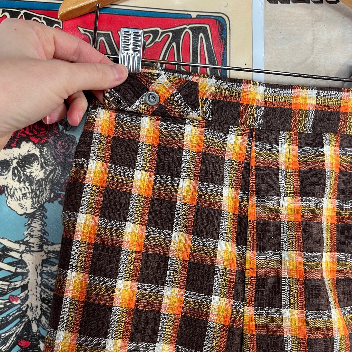 Vintage Toddler Kids 60s-70s Brown Orange Plaid Health-tex Trouser Pants 2T