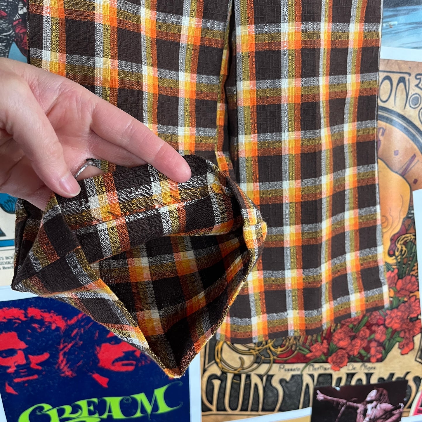 Vintage Toddler Kids 60s-70s Brown Orange Plaid Health-tex Trouser Pants 2T