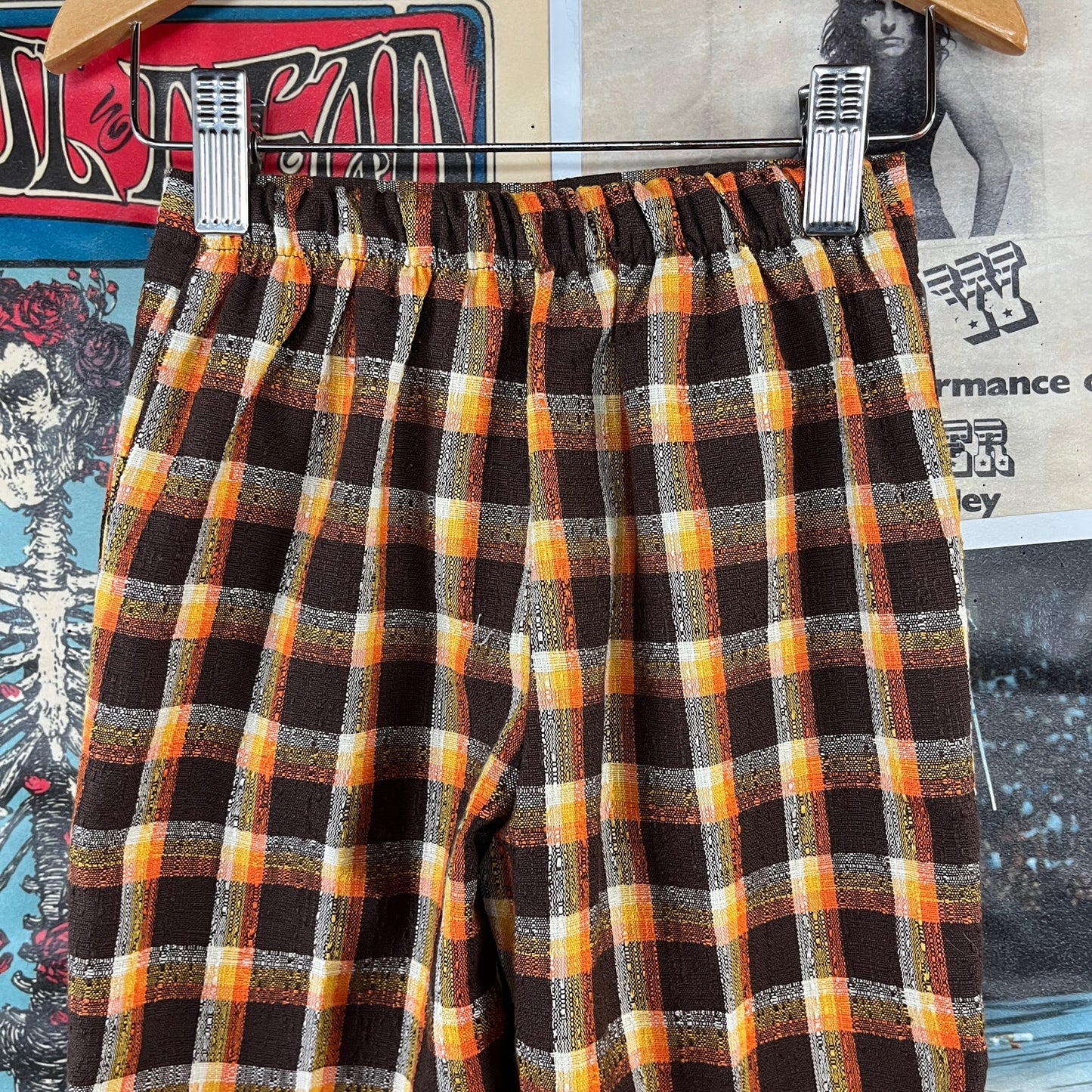 Vintage Toddler Kids 60s-70s Brown Orange Plaid Health-tex Trouser Pants 2T