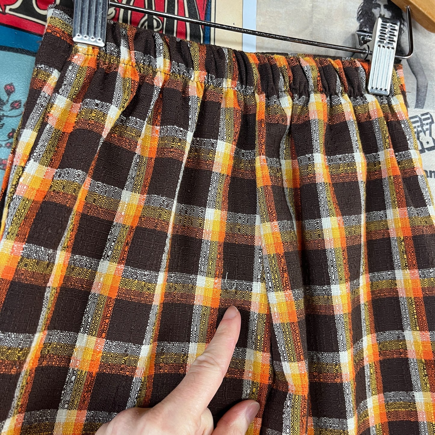 Vintage Toddler Kids 60s-70s Brown Orange Plaid Health-tex Trouser Pants 2T