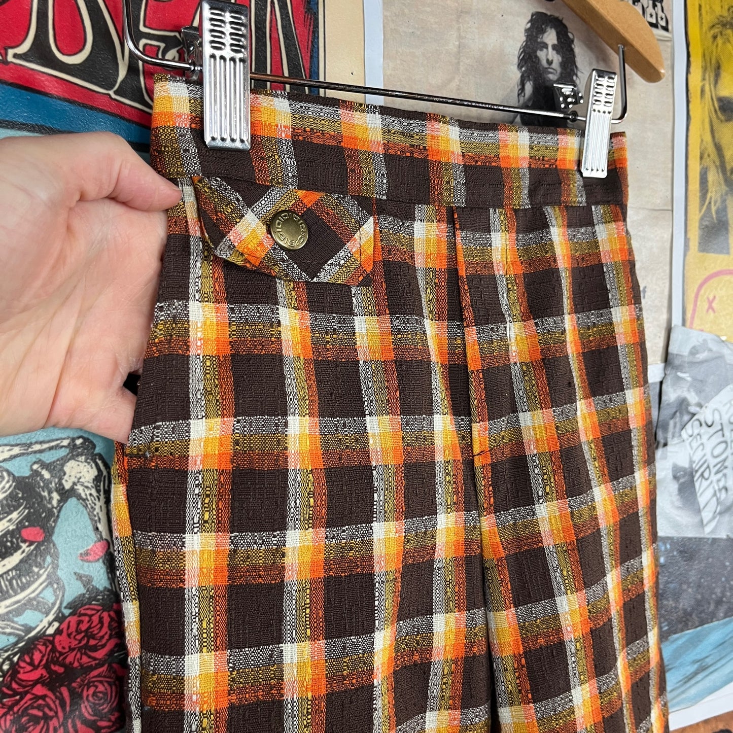 Vintage Toddler Kids 60s-70s Brown Orange Plaid Health-tex Trouser Pants 2T