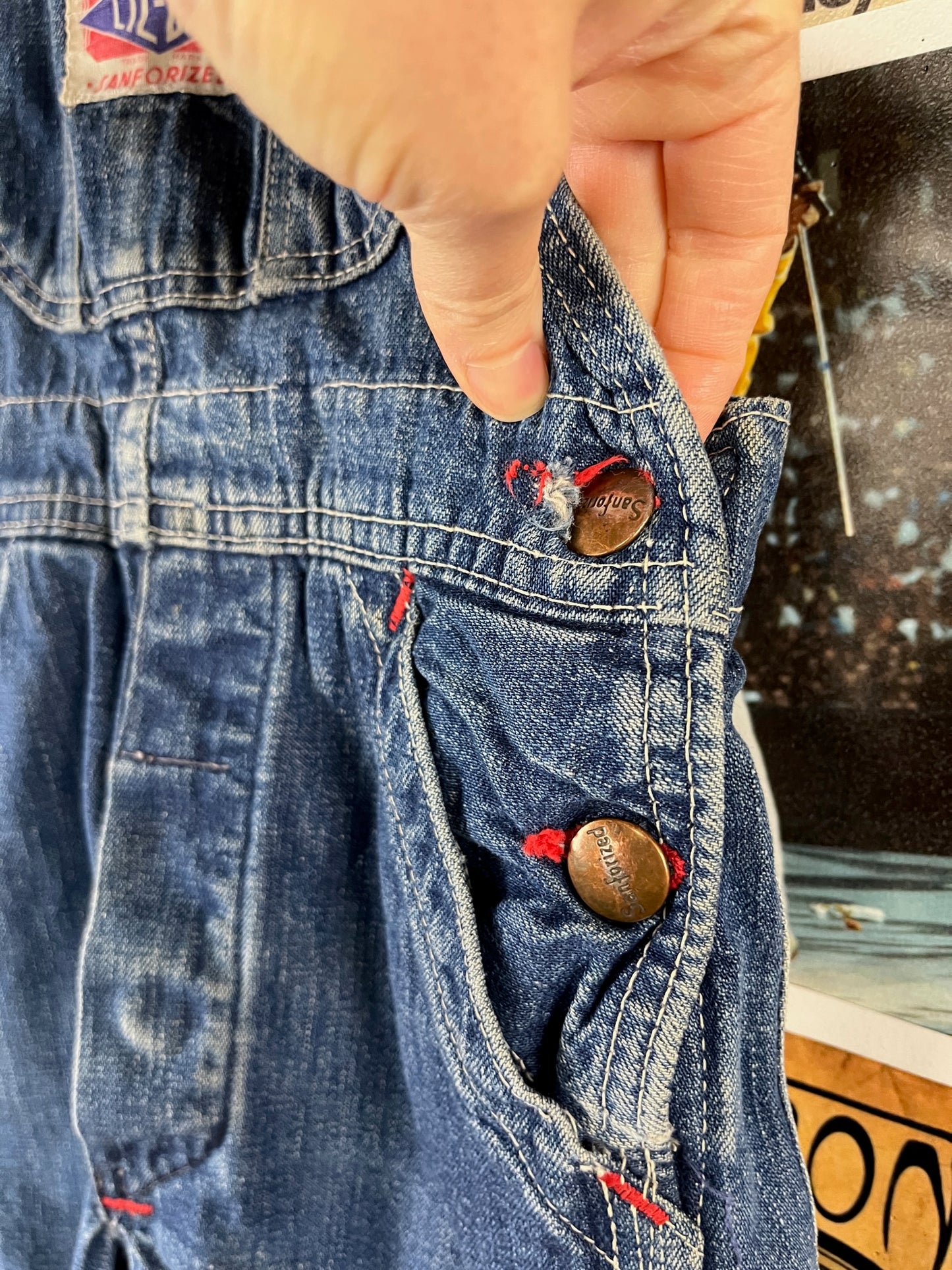 Vintage Toddler Kids 60s-70s Lil Dad Sanforized Denim Overalls 3T