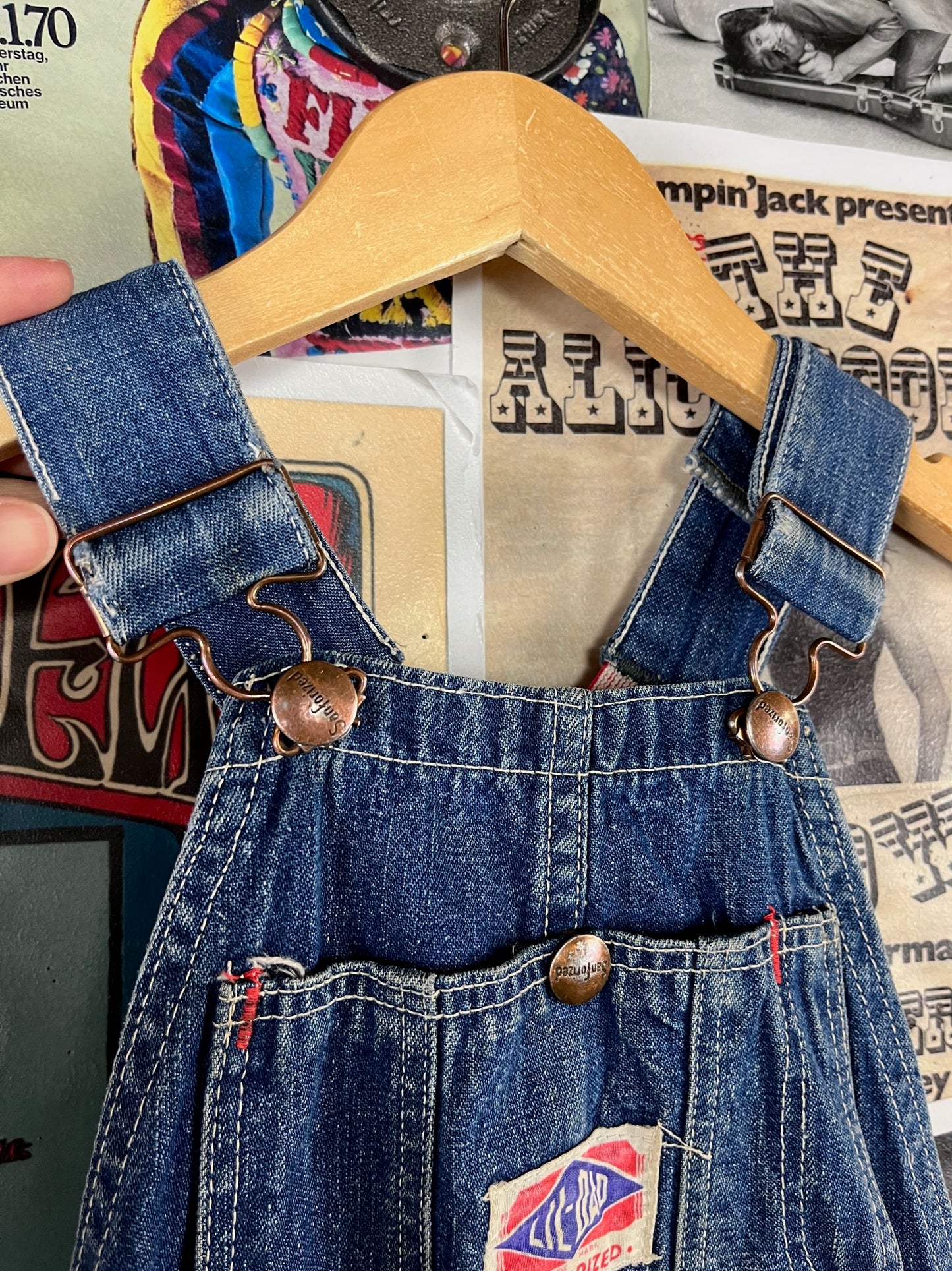Vintage Toddler Kids 60s-70s Lil Dad Sanforized Denim Overalls 3T