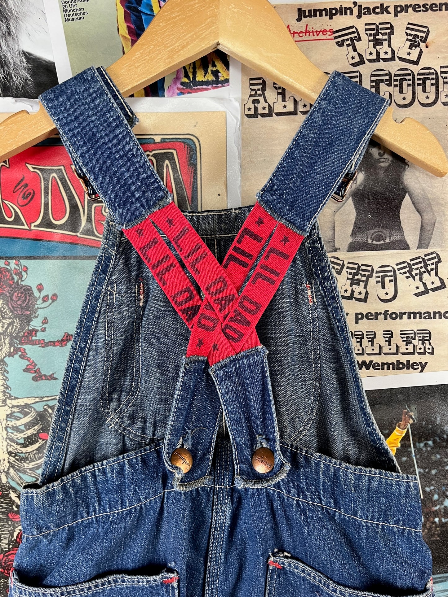 Vintage Toddler Kids 60s-70s Lil Dad Sanforized Denim Overalls 3T