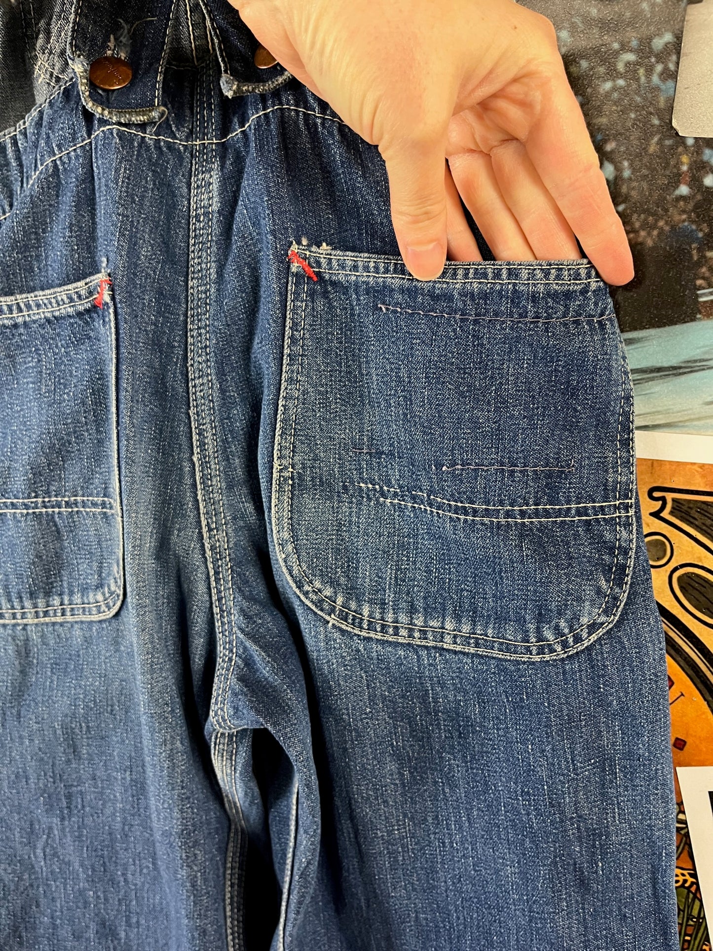 Vintage Toddler Kids 60s-70s Lil Dad Sanforized Denim Overalls 3T