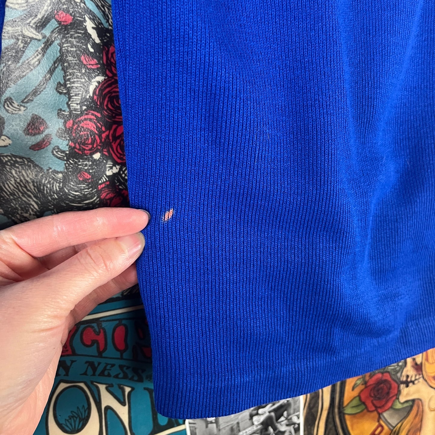 Vintage Kids 60s Blue V-Neck Letterman Cardigan Sweater Ages 6-7