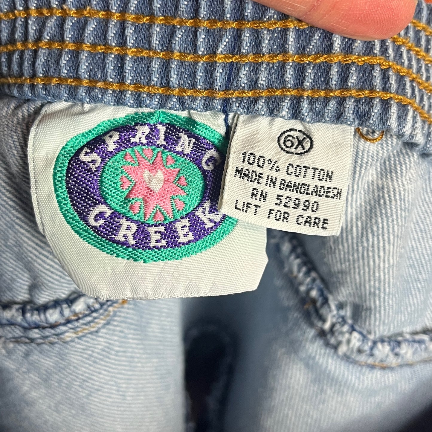 Vintage Girls Kids 90s Light Blue Acid Wash Denim Jean Elastic Ruffle Mini Skirt