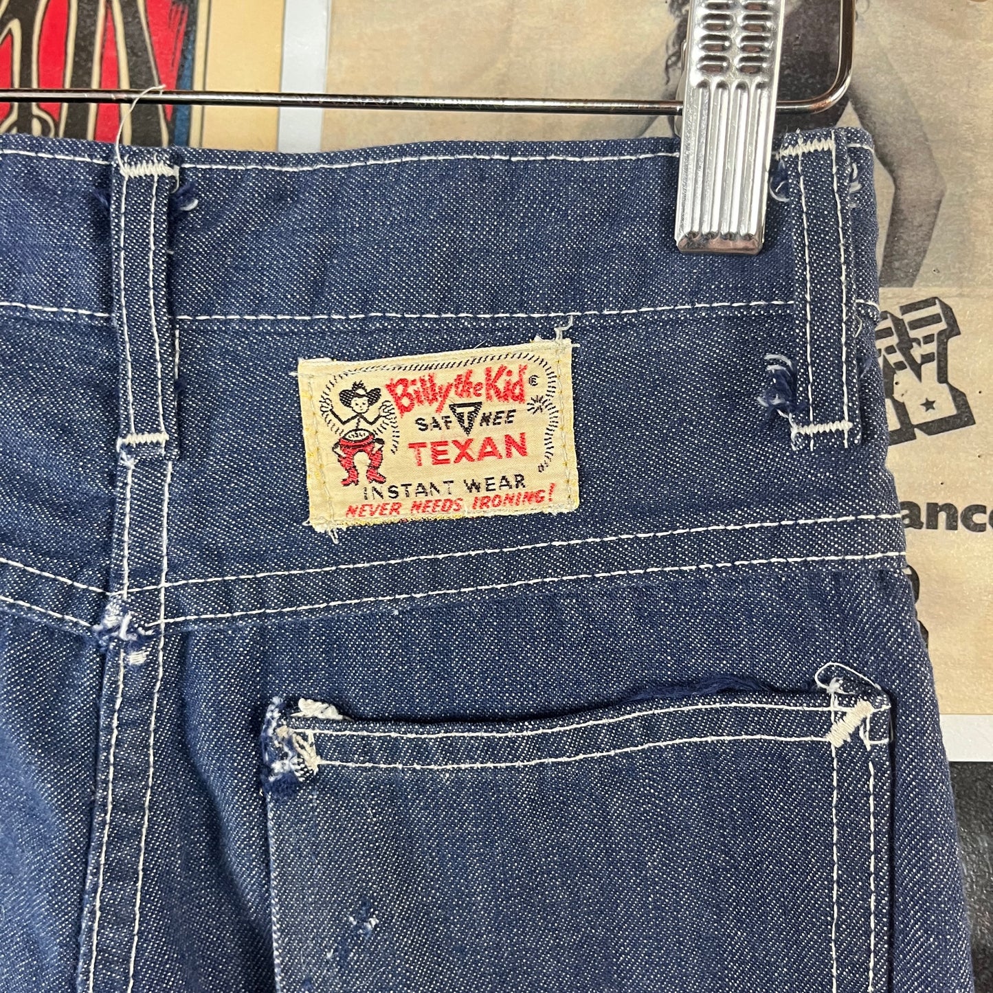 Vintage Kids 50s Indigo Blue Denim Billy the Kid Saf T Nee Texan Jeans Age 5-6