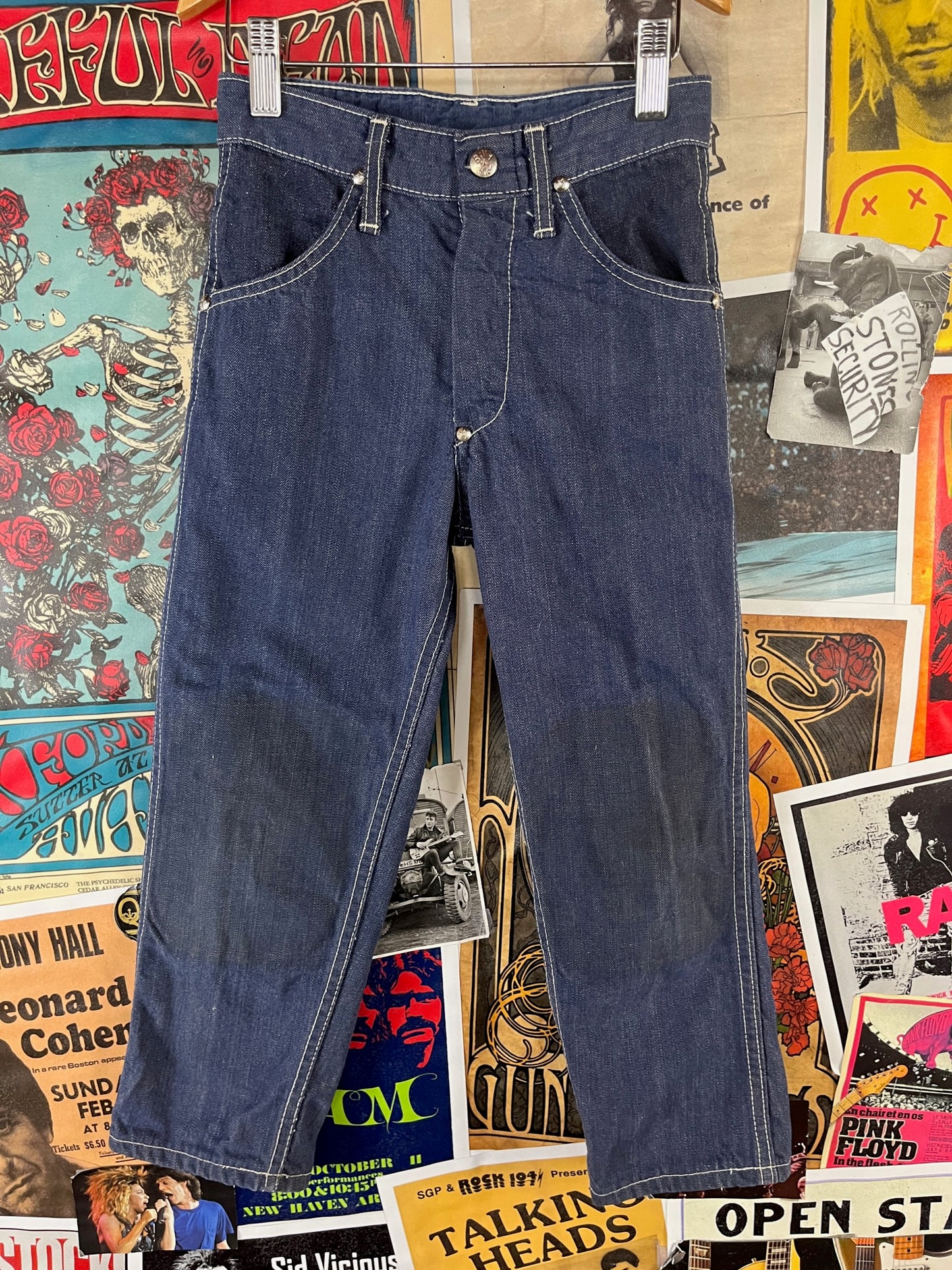Vintage Kids 50s Indigo Blue Denim Billy the Kid Saf T Nee Texan Jeans Age 5-6