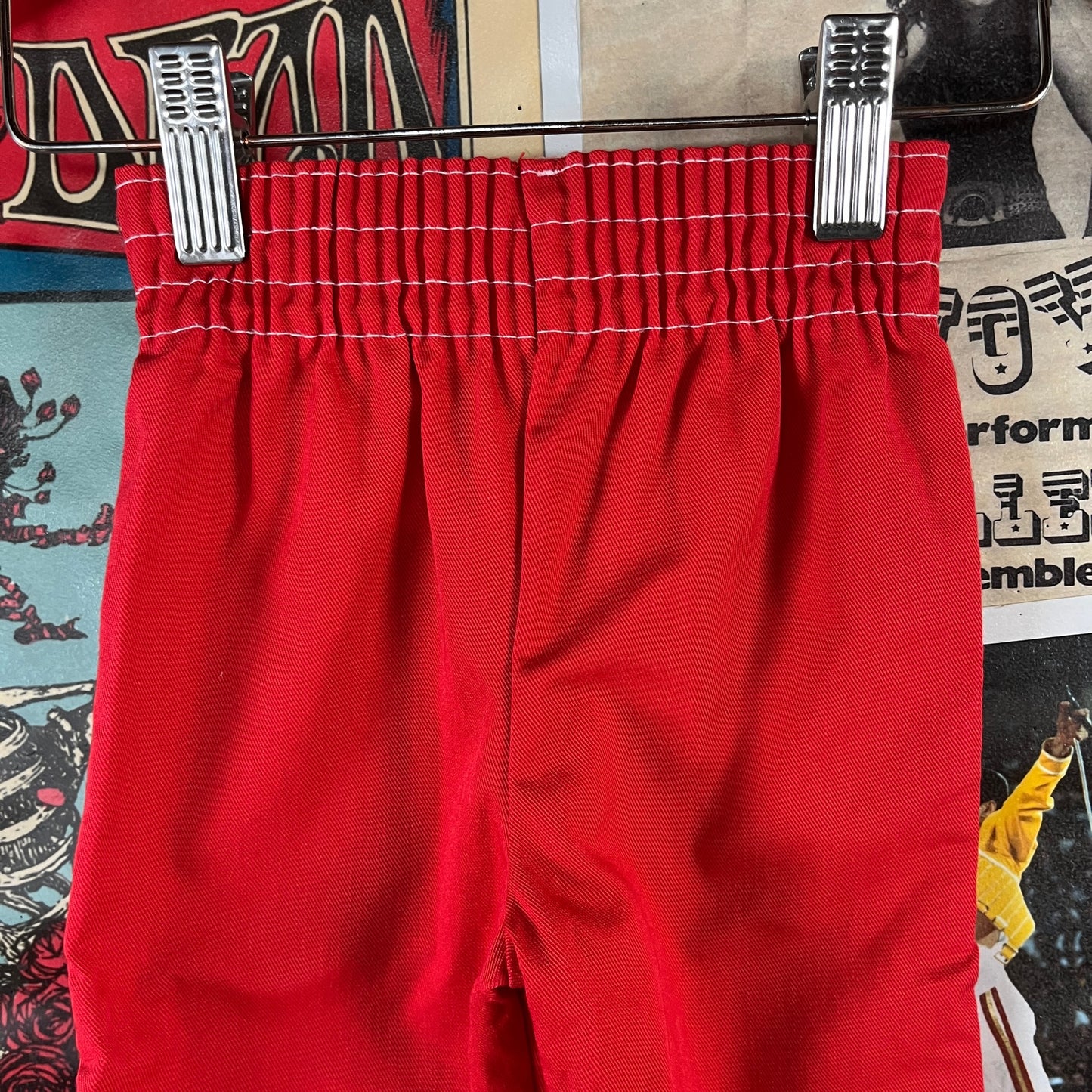 Vintage Baby Kids 70s-80s Plain Red Elastic Waist Devil Dog Pants 9M