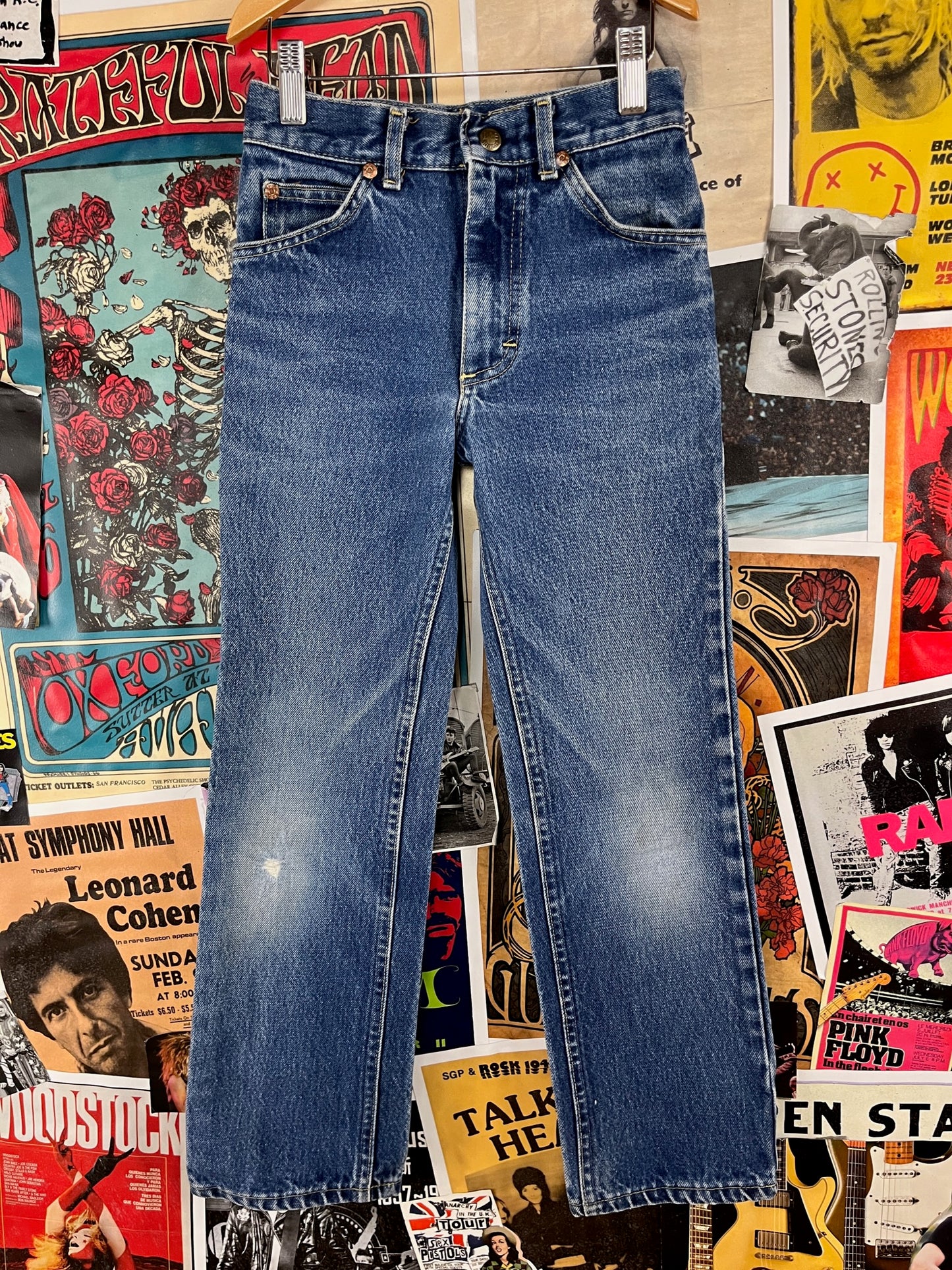 Vintage Kids 80s-90s Faded Medium Wash Blue Lee Union Made Denim Jeans Size 8-10 Slim Age 7-8 Retro Boys Girl USA Streetwear Pants