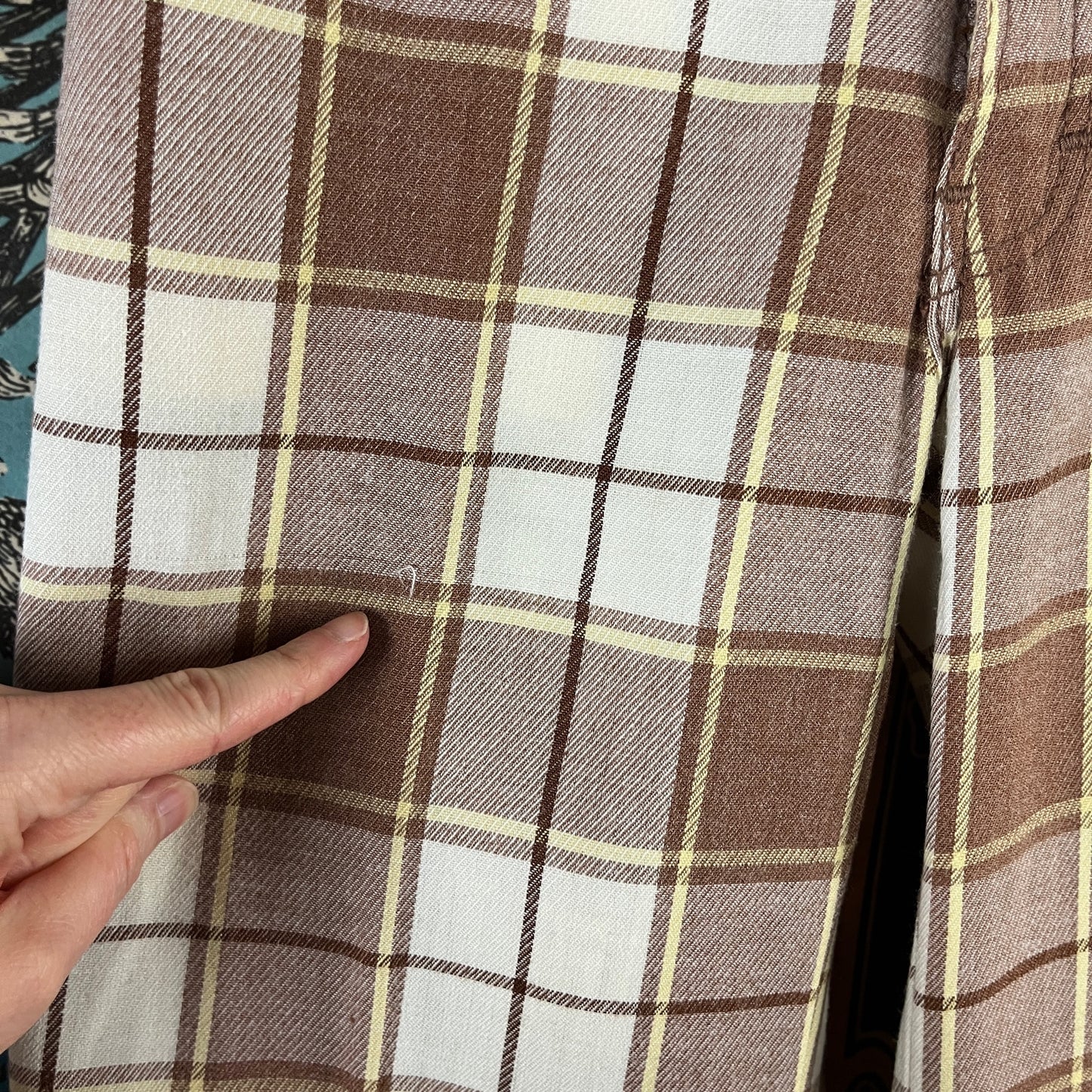 Vintage Kids 70s Brown Plaid Mann Cuffer Trouser Pants Size 12 Slim Age 9