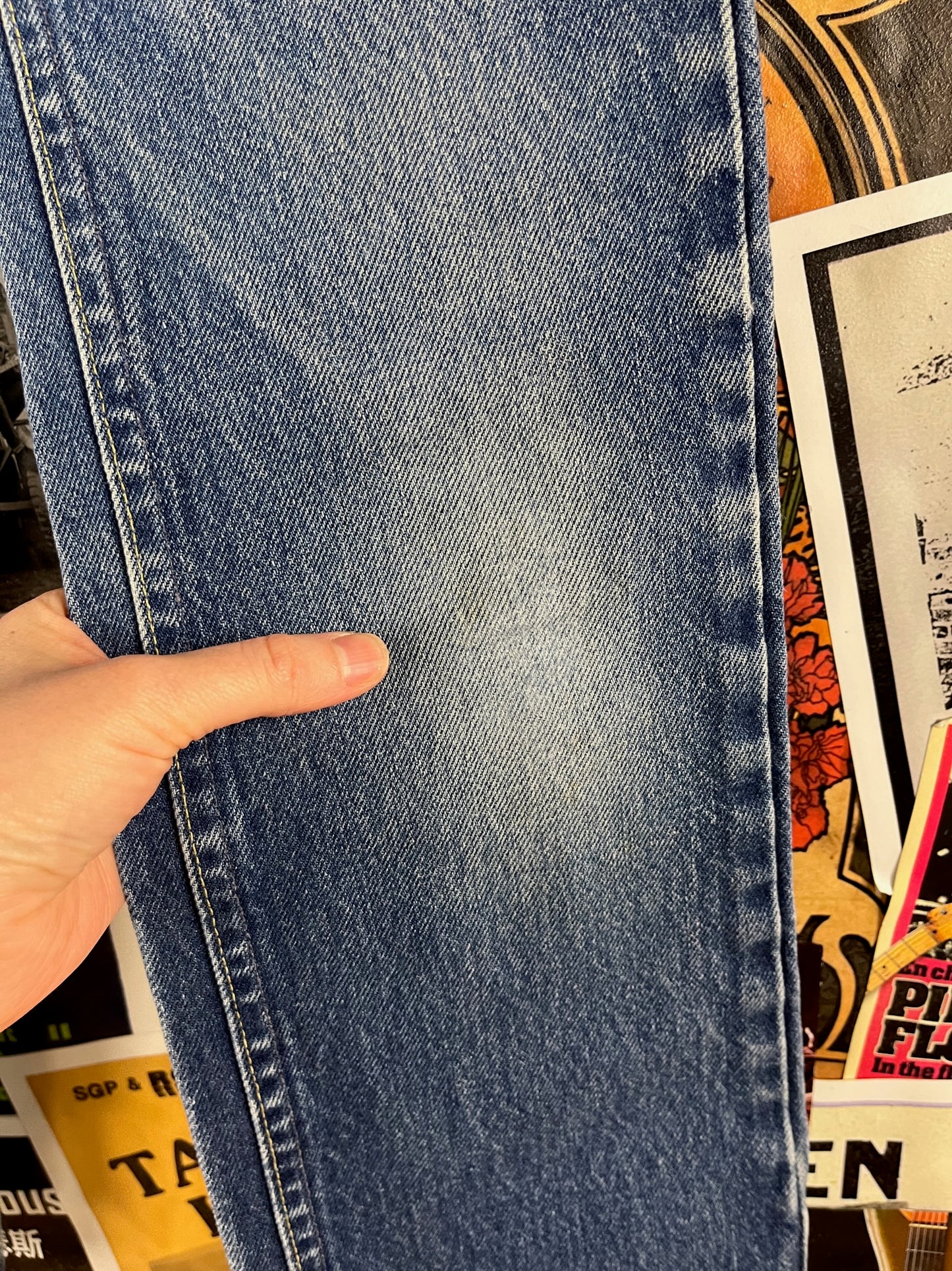 Vintage Kids 80s-90s Faded Medium Wash Blue Lee Union Made Denim Jeans Size 8-10 Slim Age 7-8 Retro Boys Girl USA Streetwear Pants