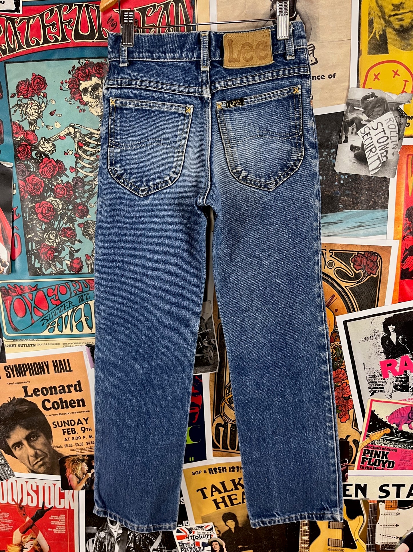 Vintage Kids 80s-90s Faded Medium Wash Blue Lee Union Made Denim Jeans Size 8-10 Slim Age 7-8 Retro Boys Girl USA Streetwear Pants