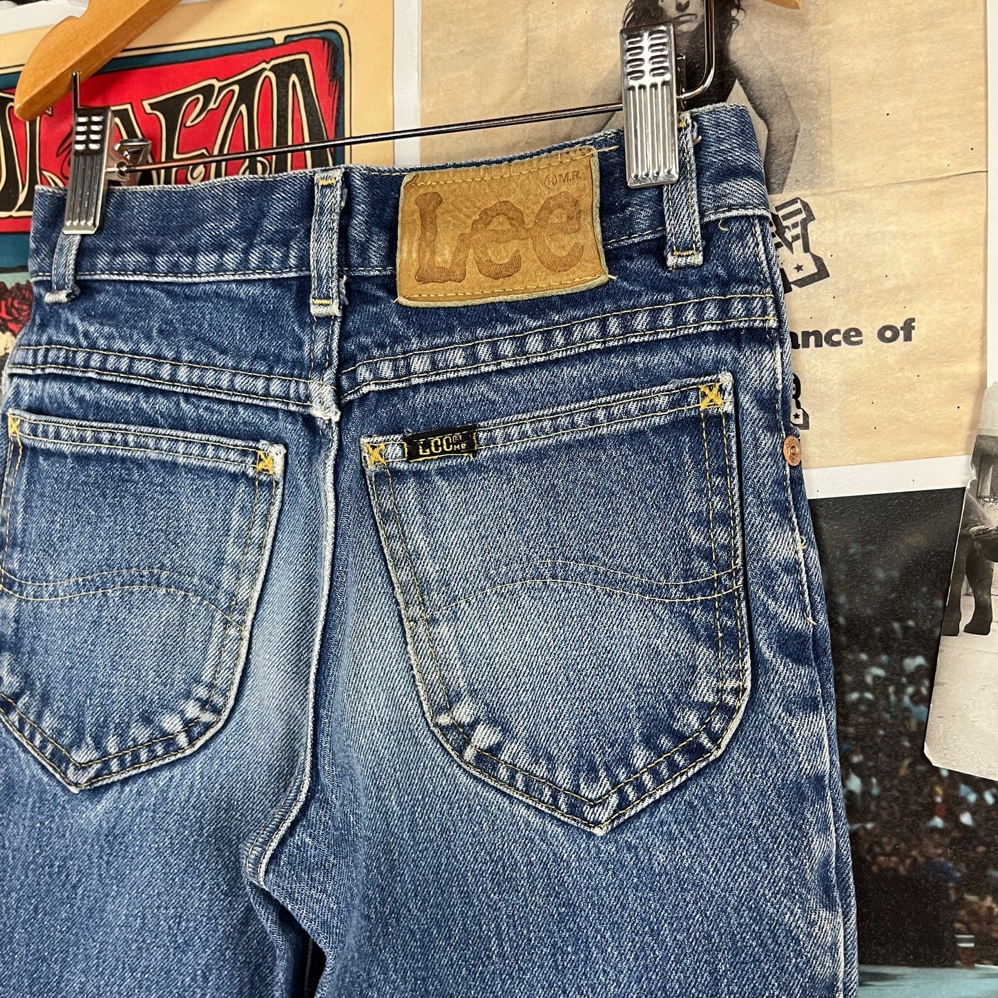 Vintage Kids 80s-90s Faded Medium Wash Blue Lee Union Made Denim Jeans Size 8-10 Slim Age 7-8 Retro Boys Girl USA Streetwear Pants