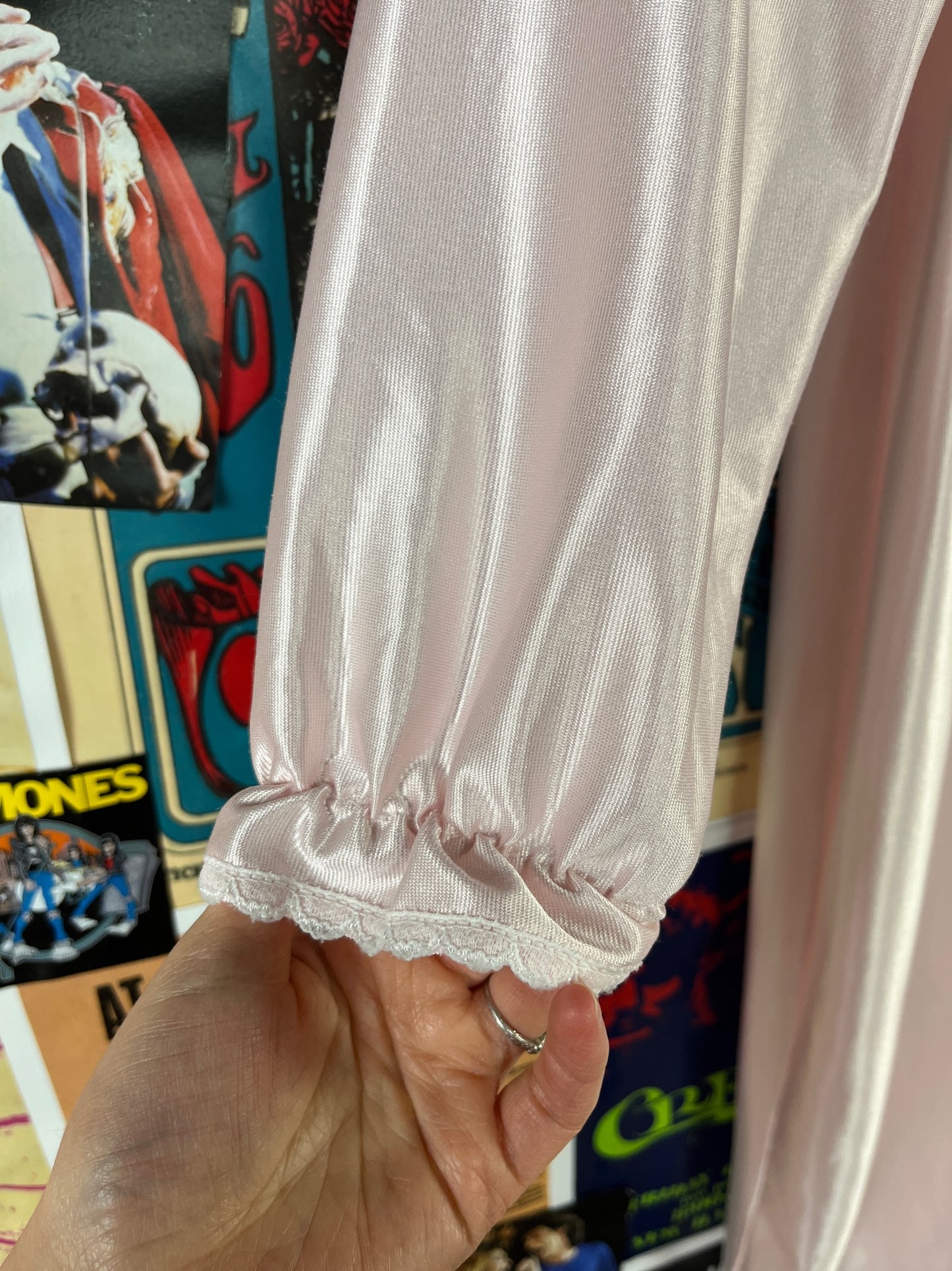 Vintage Girls Kids 90s Pink Lace Frilly Allison Ann Pajama Nightgown Dress Ages 9-10