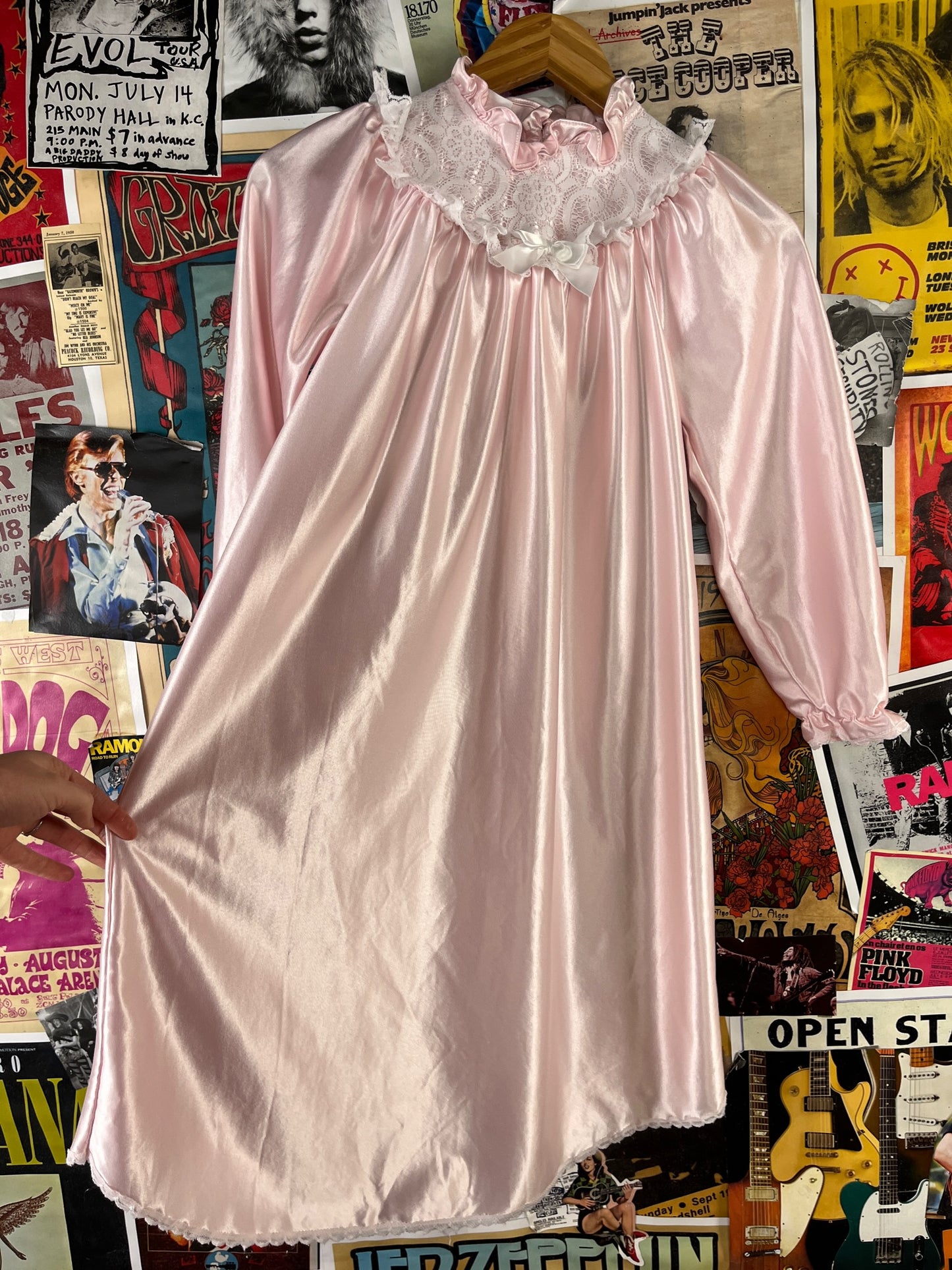 Vintage Girls Kids 90s Pink Lace Frilly Allison Ann Pajama Nightgown Dress Ages 9-10