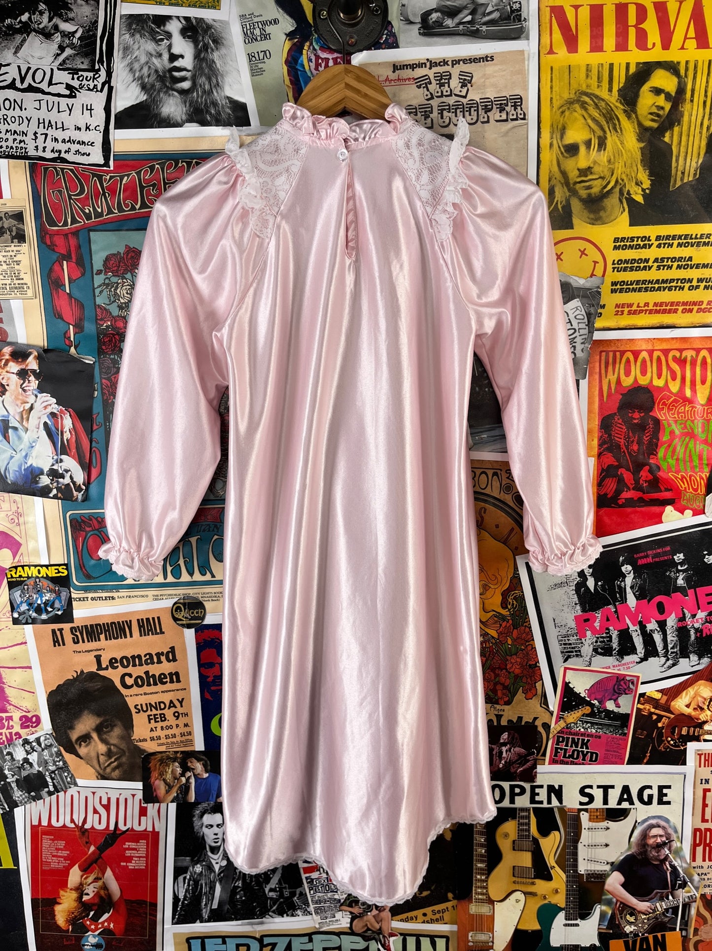 Vintage Girls Kids 90s Pink Lace Frilly Allison Ann Pajama Nightgown Dress Ages 9-10