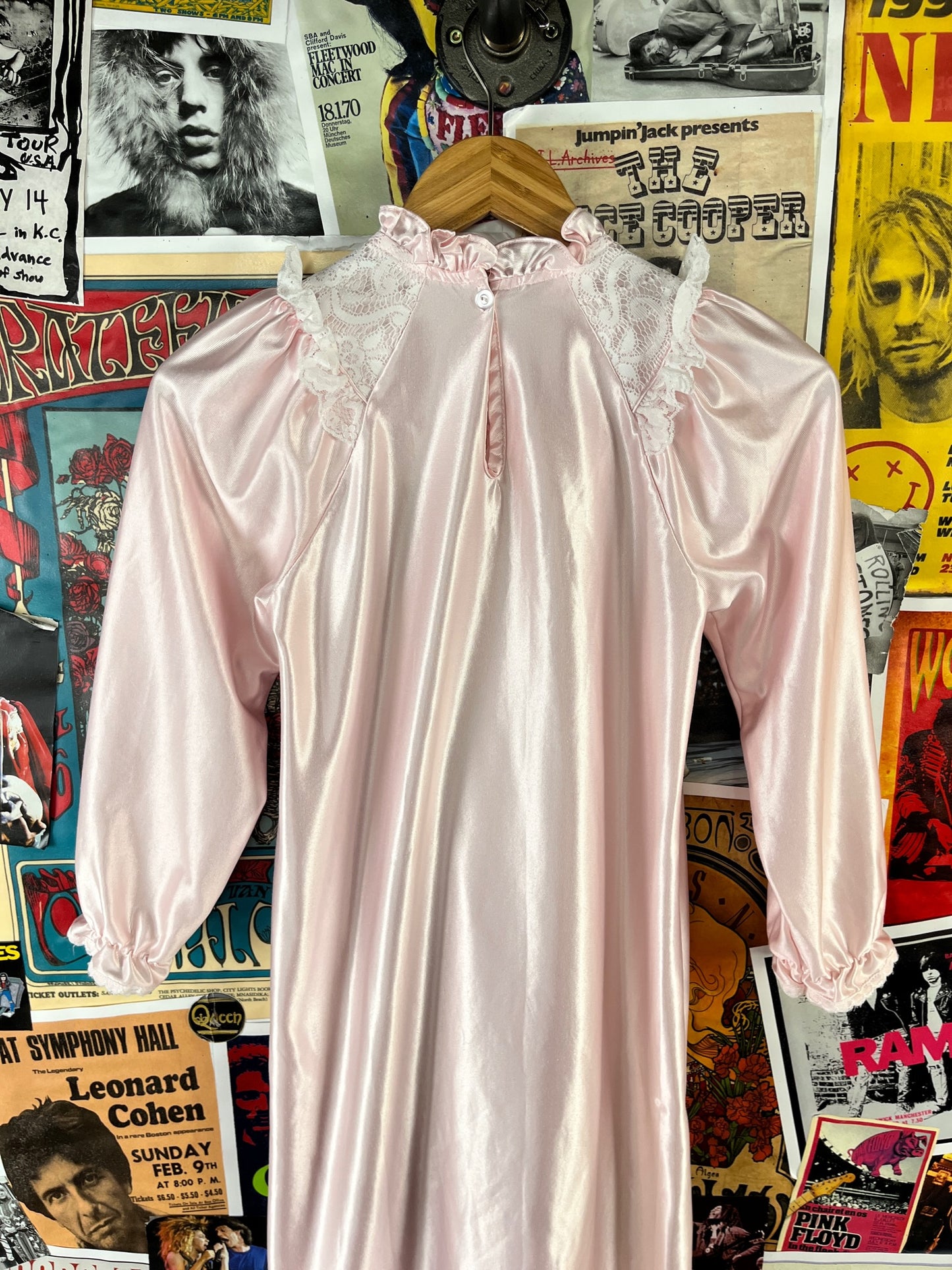Vintage Girls Kids 90s Pink Lace Frilly Allison Ann Pajama Nightgown Dress Ages 9-10