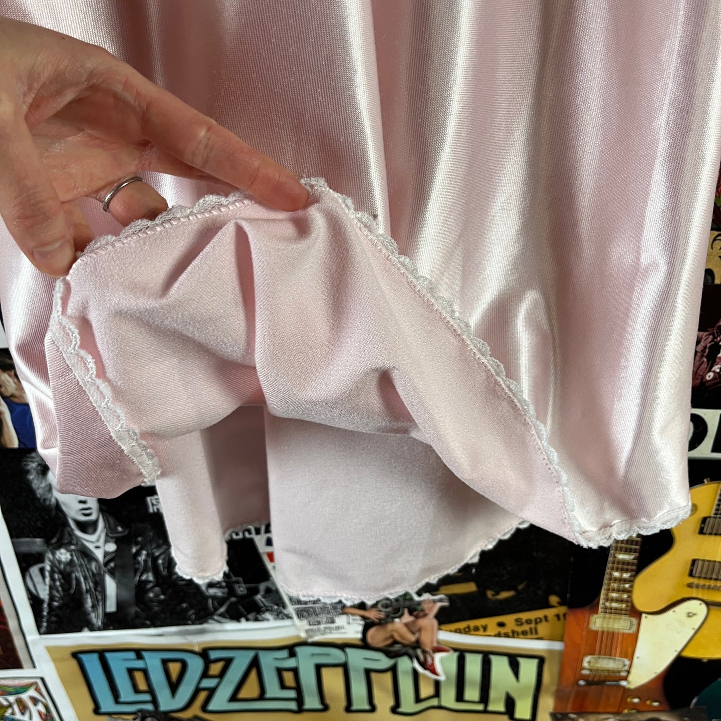 Vintage Girls Kids 90s Pink Lace Frilly Allison Ann Pajama Nightgown Dress Ages 9-10