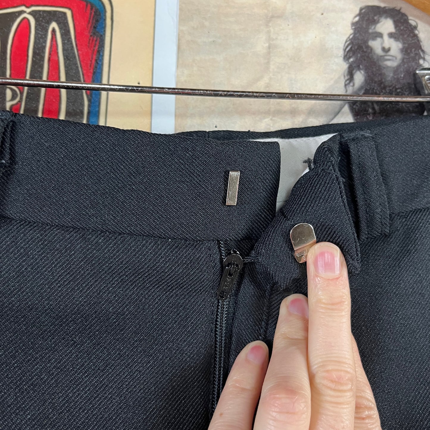 Vintage Kids Boys 70s-80s Black Woven Trouser Pants 10-12 Slim Ages 8-9