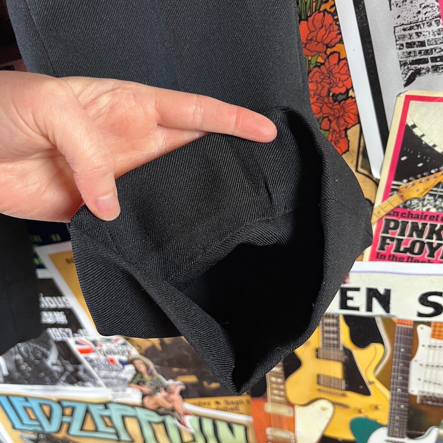 Vintage Kids Boys 70s-80s Black Woven Trouser Pants 10-12 Slim Ages 8-9