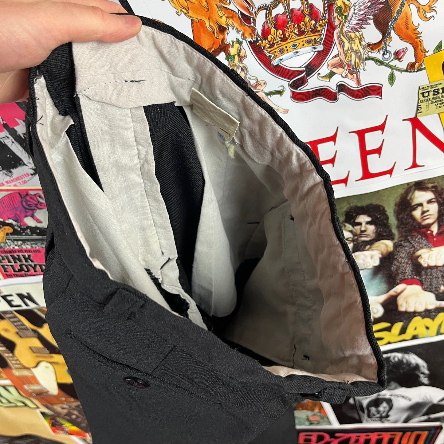 Vintage Kids Boys 70s-80s Black Woven Trouser Pants 10-12 Slim Ages 8-9