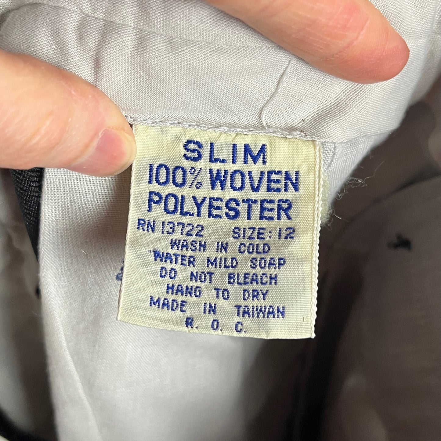 Vintage Kids Boys 70s-80s Black Woven Trouser Pants 10-12 Slim Ages 8-9